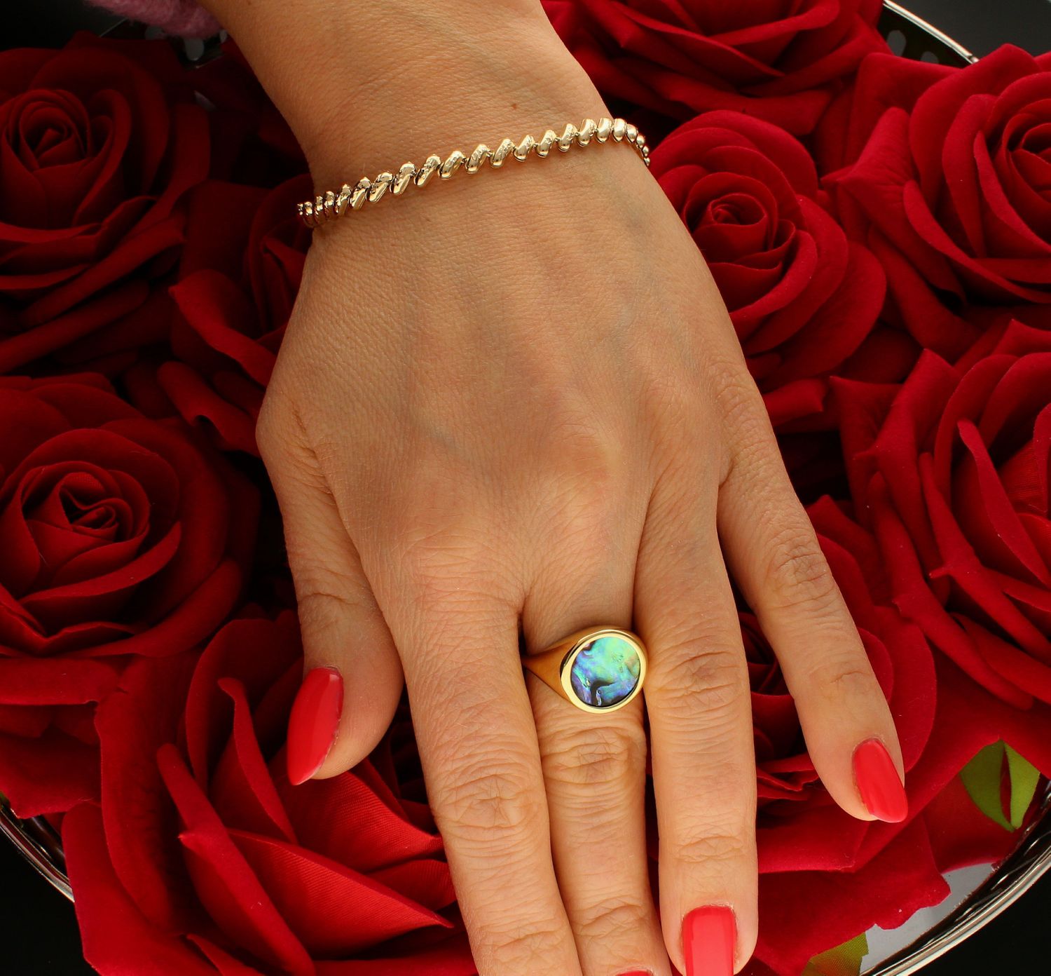 Złota damska bransoletka 585 z podłużnych elementów DIA-BRA-9794-585.jpg