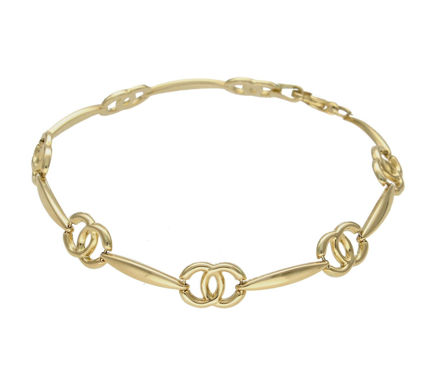 Złota damska bransoletka podłużne blaszki  z podwójnymi kółkami 585 DIA-BRA-9796-585..jpg