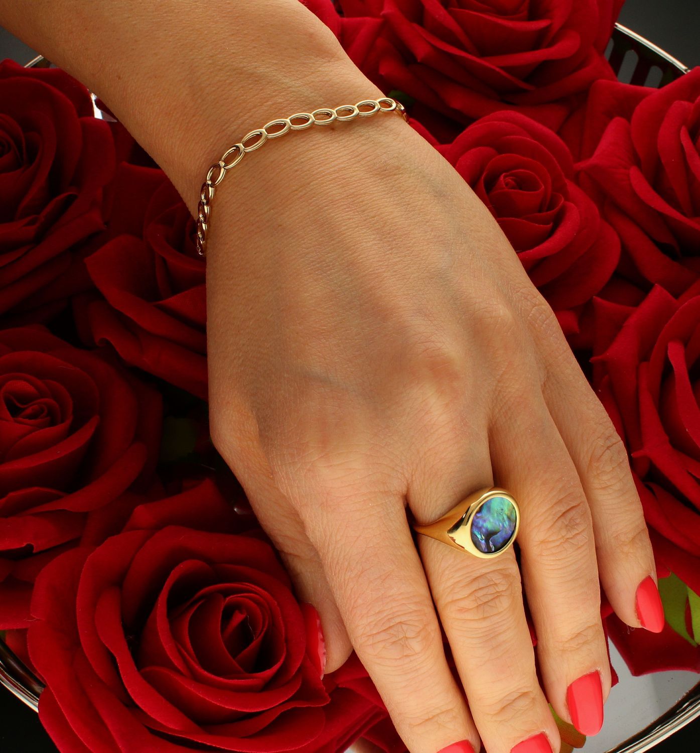 Złota damska bransoletka 585 z owalnych ogniwek  DIA-BRA-9797-585.jpg