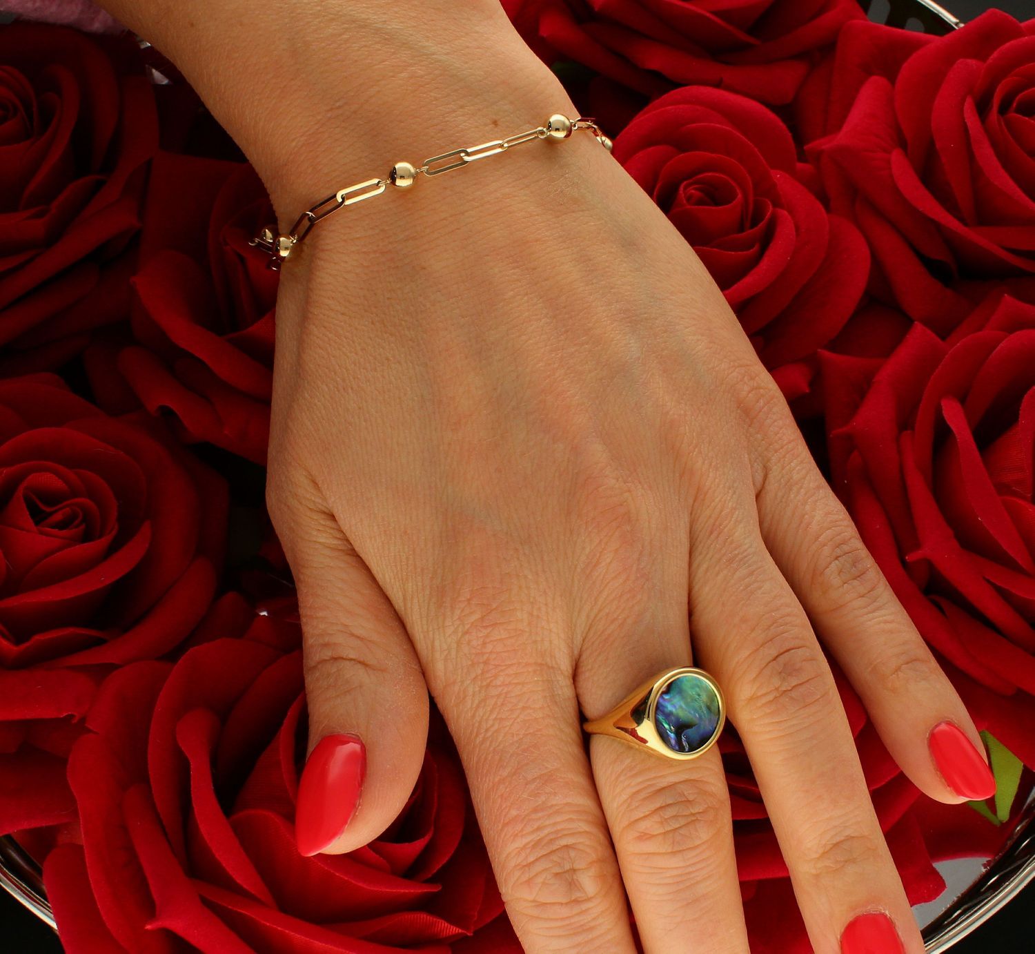 Złota bransoletka 585 ankier z kuleczkami DIA-BRA-9799-585 (2).jpg