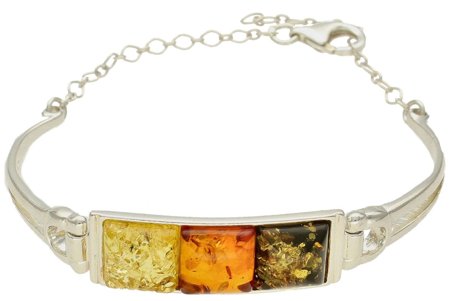 Srebrna bransoletka damska 925 z potrójnym bursztynem bałtyckim DIA-BRA-9954-925. Srebrna bransoletka damska z kamieniami. Srebrna bransoletka damska z bursztynem. Srebrna bransoletka idealna na prezent dla kobiety (1).jpg