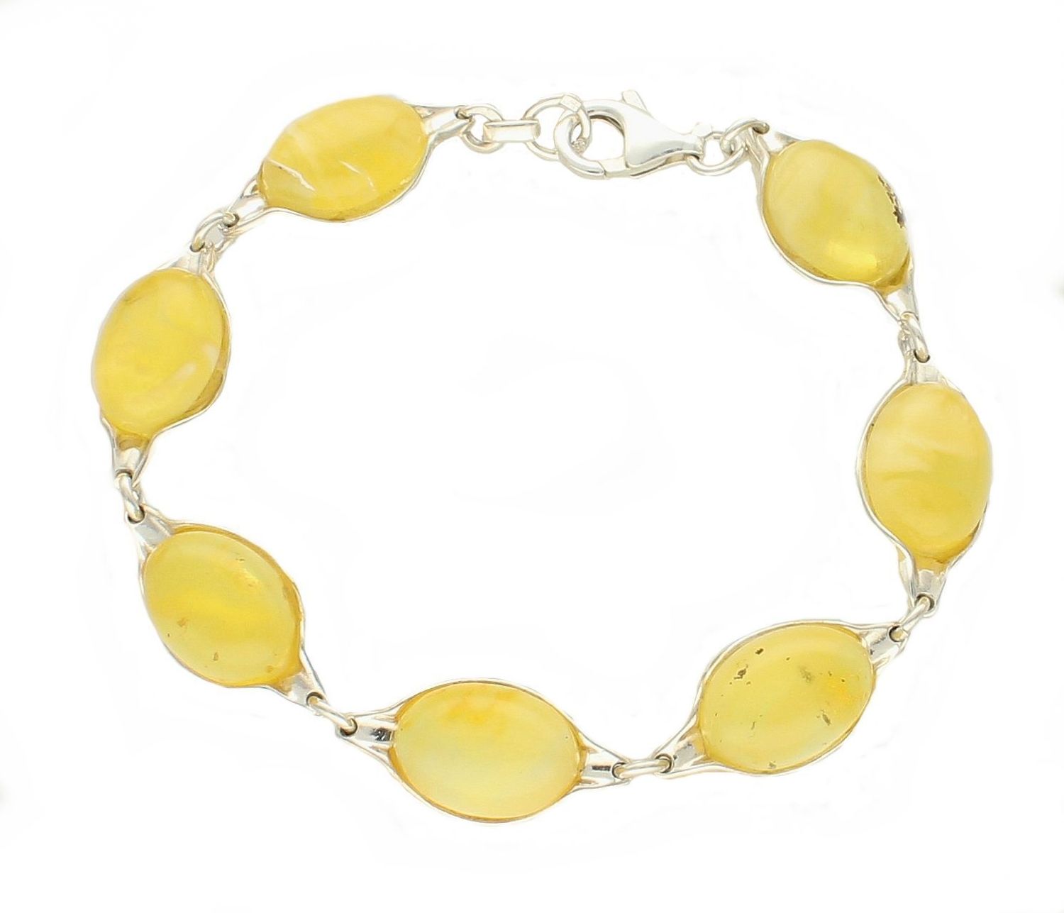 Srebrna bransoletka damska 925 z mlecznym bursztynem bałtyckim DIA-BRA-9957-925. Srebrna bransoletka damska z kamieniami (2).jpg