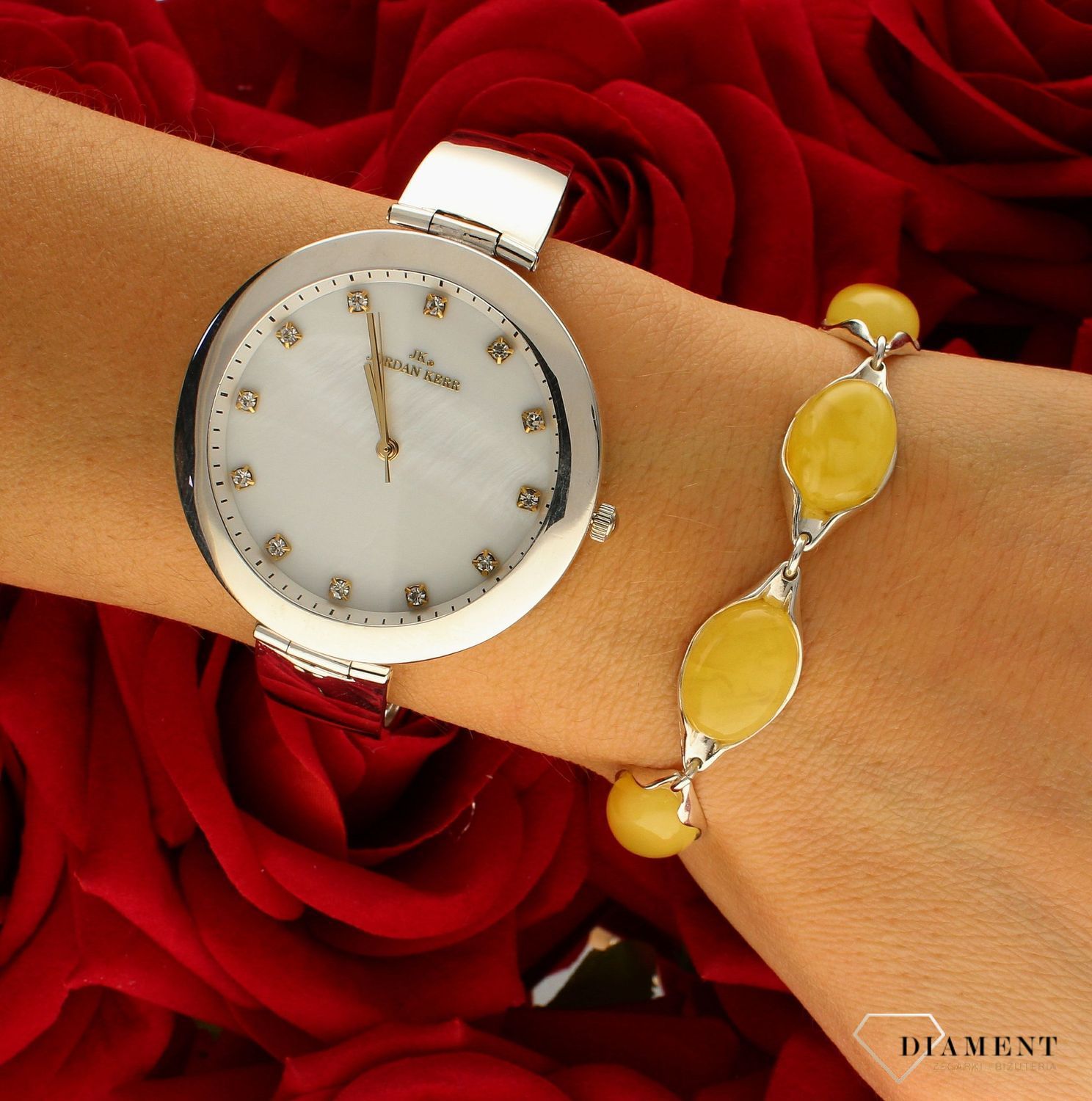 Srebrna bransoletka damska 925 z mlecznym bursztynem bałtyckim DIA-BRA-9957A-925. Srebrna bransoletka damska z kamieniami. Srebrna bransoletka damska z bursztynem. Srebrna bransoletka idealna na prezent dla kobiety..jpg