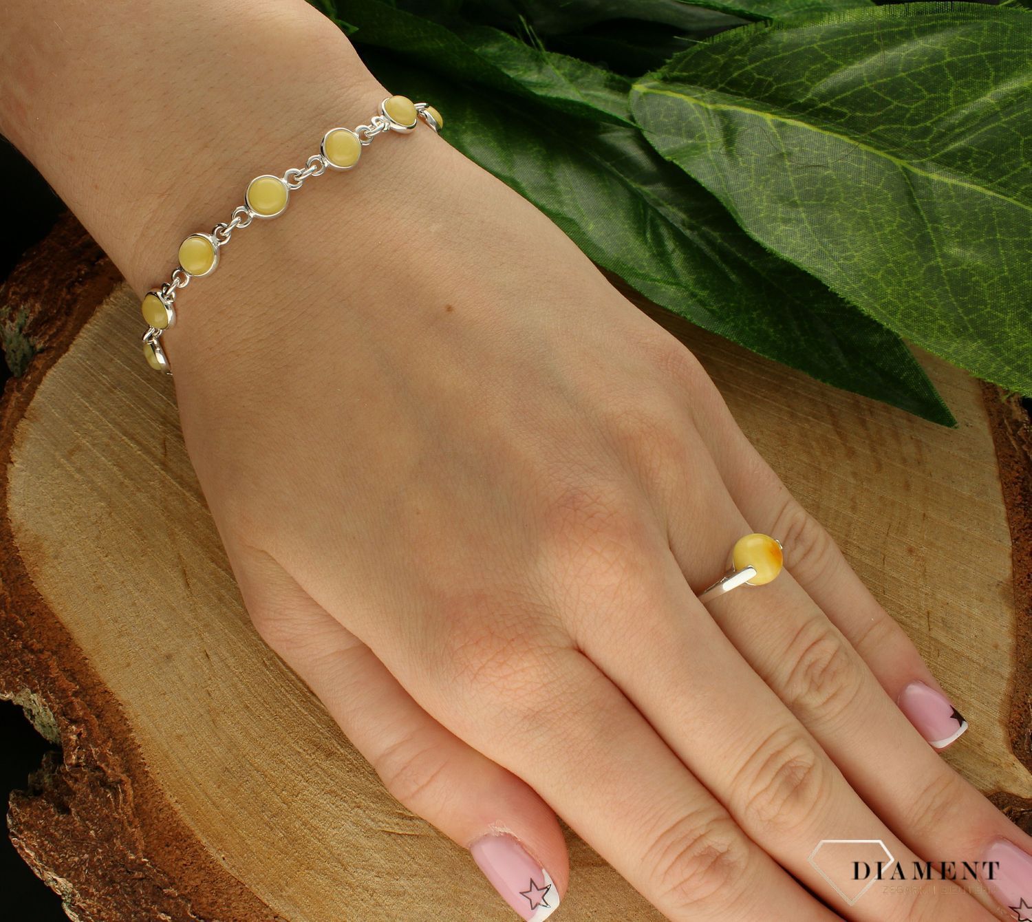 Srebrna bransoletka damska 925 z mlecznym bursztynem bałtyckim DIA-BRA-9963-925. Srebrna bransoletka damska z kamieniami. Srebrna bransoletka damska z bursztynem. Srebrna bransoletka idealna na prezent dla kobiety (2).jpg