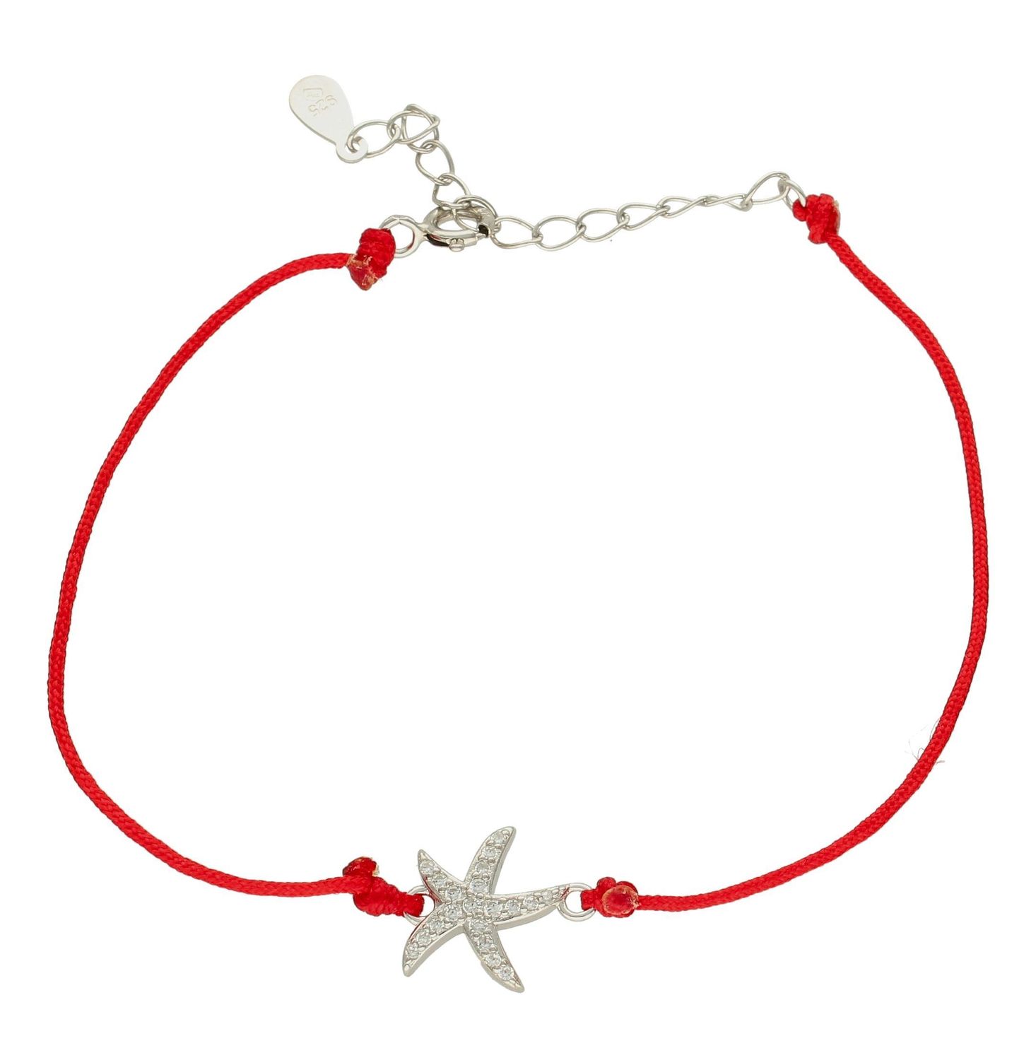 Srebrne bransoletka damska 925 rozgwiazda na czerwonym sznureczku DIA-BRA-9973-925.  Srebrna bransoletka damska idealna na prezent dla kobiety. Bransoletka na czerwonym sznureczku. Bransoletka na sznureczku z rozgwiazdą.  (1 (3).jpg