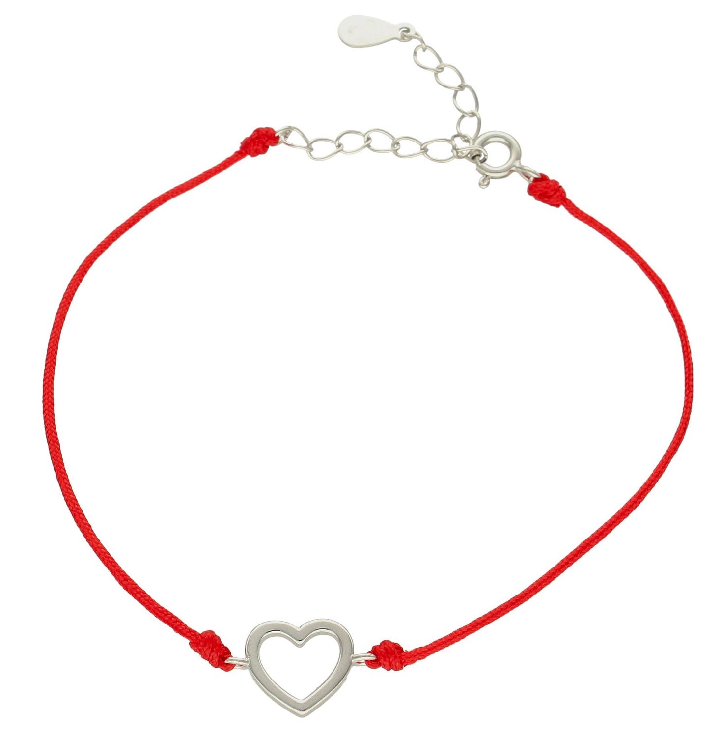 Srebrne bransoletka damska 925 serduszko na czerwonym sznureczku DIA-BRA-9978-925. Srebrna bransoletka damska idealna na prezent dla kobiety. Bransoletka na czerwonym sznureczku. Bransoletka na sznureczku ze serduszkiem.  (1 (3).jpg