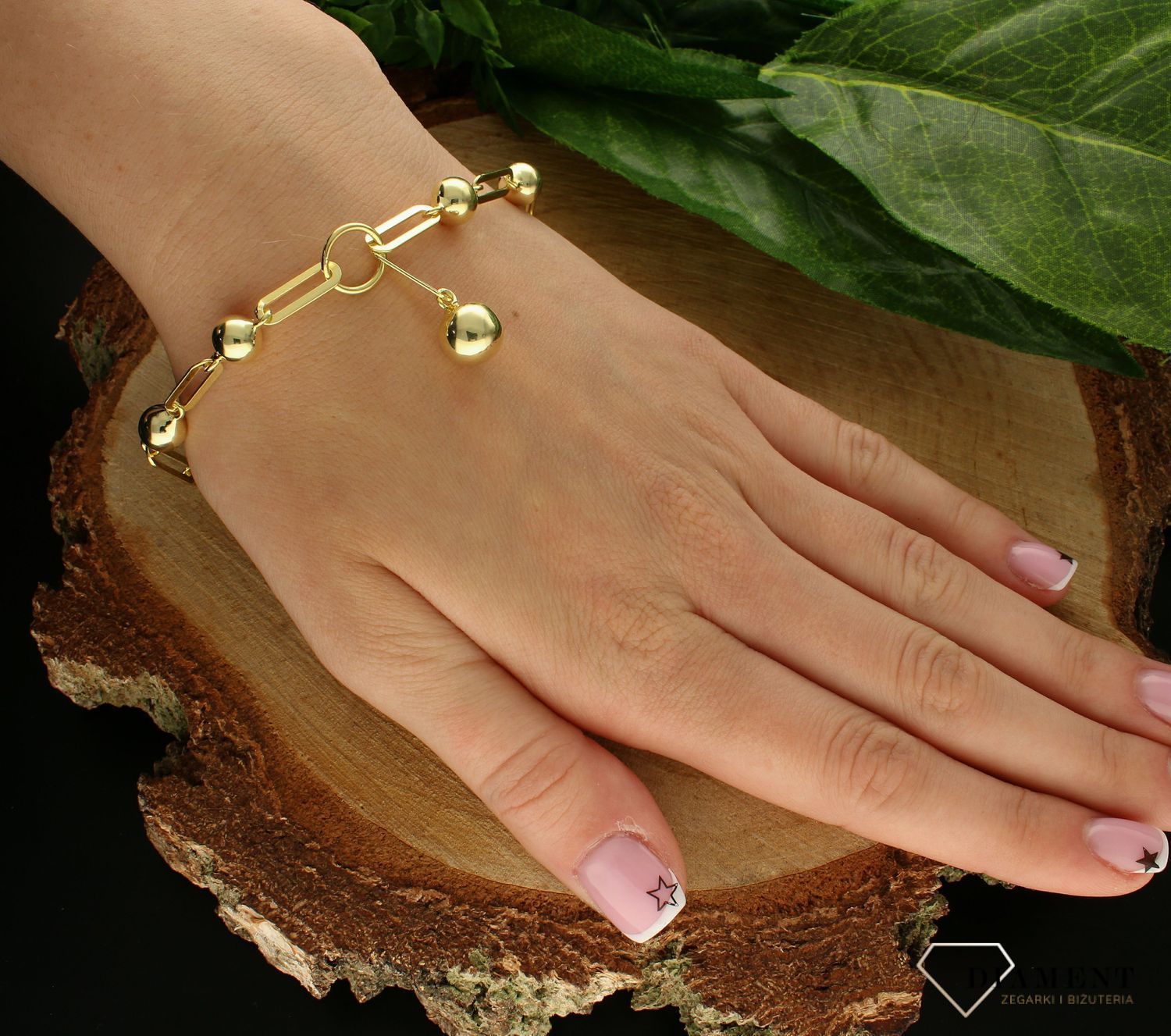 Srebrna bransoletka damska 925 pozłacana z kulkami DIA-BRA-9982-925. Srebrna bransoletka damska pozłacana. Srebrna bransoletka damska z kulkami. Srebrna bransoletka idealna na prezent dla kobiety (2).jpg