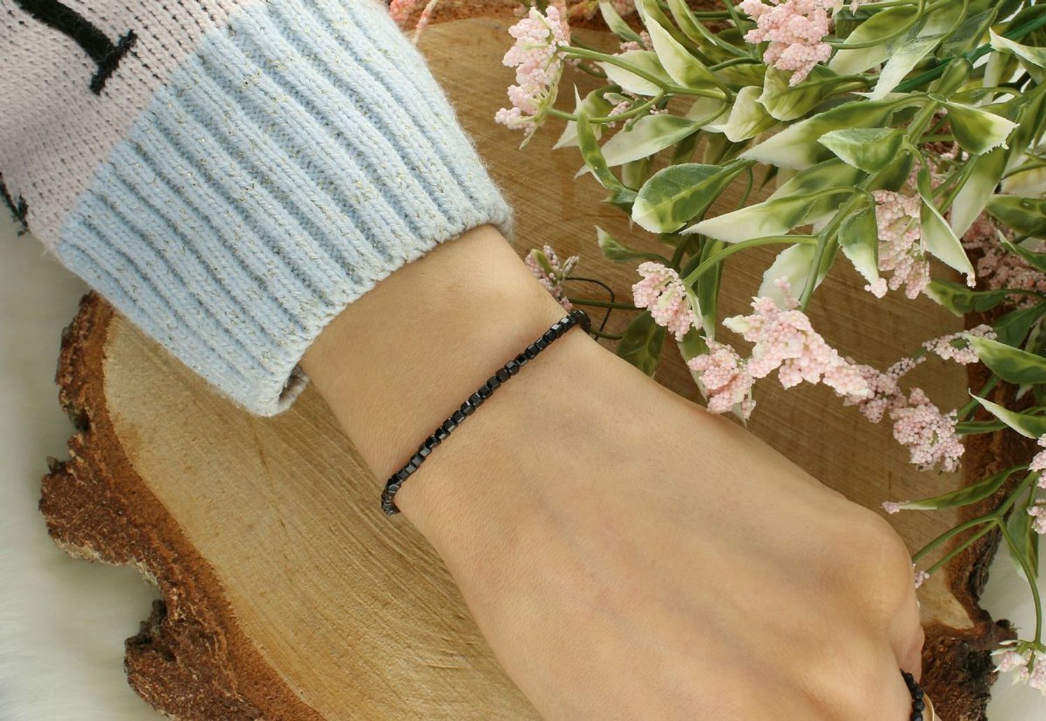 Bransoletka damska na czarnym sznureczku z czarnym turmalinem – DIA-BRA-AB1641932-STAL czarna.jpg