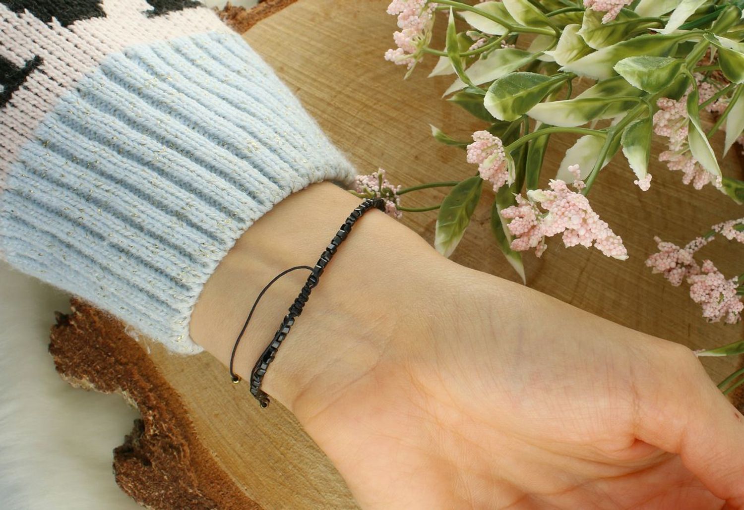 Bransoletka damska na czarnym sznureczku z czarnym turmalinem – DIA-BRA-AB1641932-STAL czarna.jpg