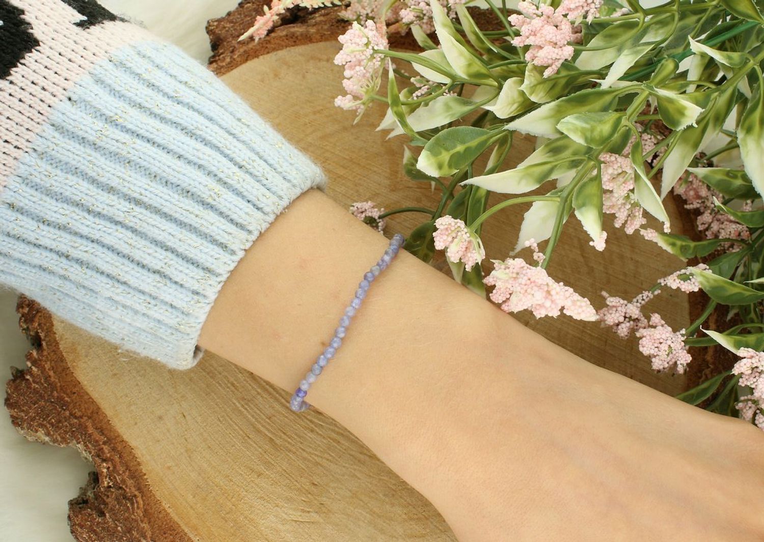 Bransoletka damska stalowa na sznureczku z tanzanitem – DIA-BRA-AB1783346-STAL ..,.jpg