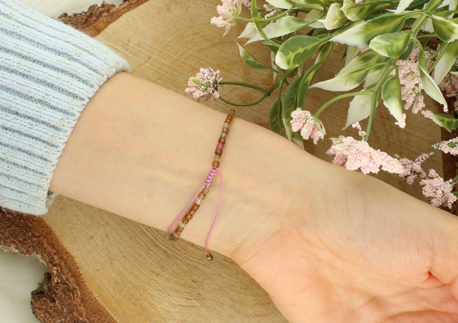 Bransoletka damska stalowa z turmalinem na sznureczku – DIA-BRA-AB1793046-STAL ,,.jpg