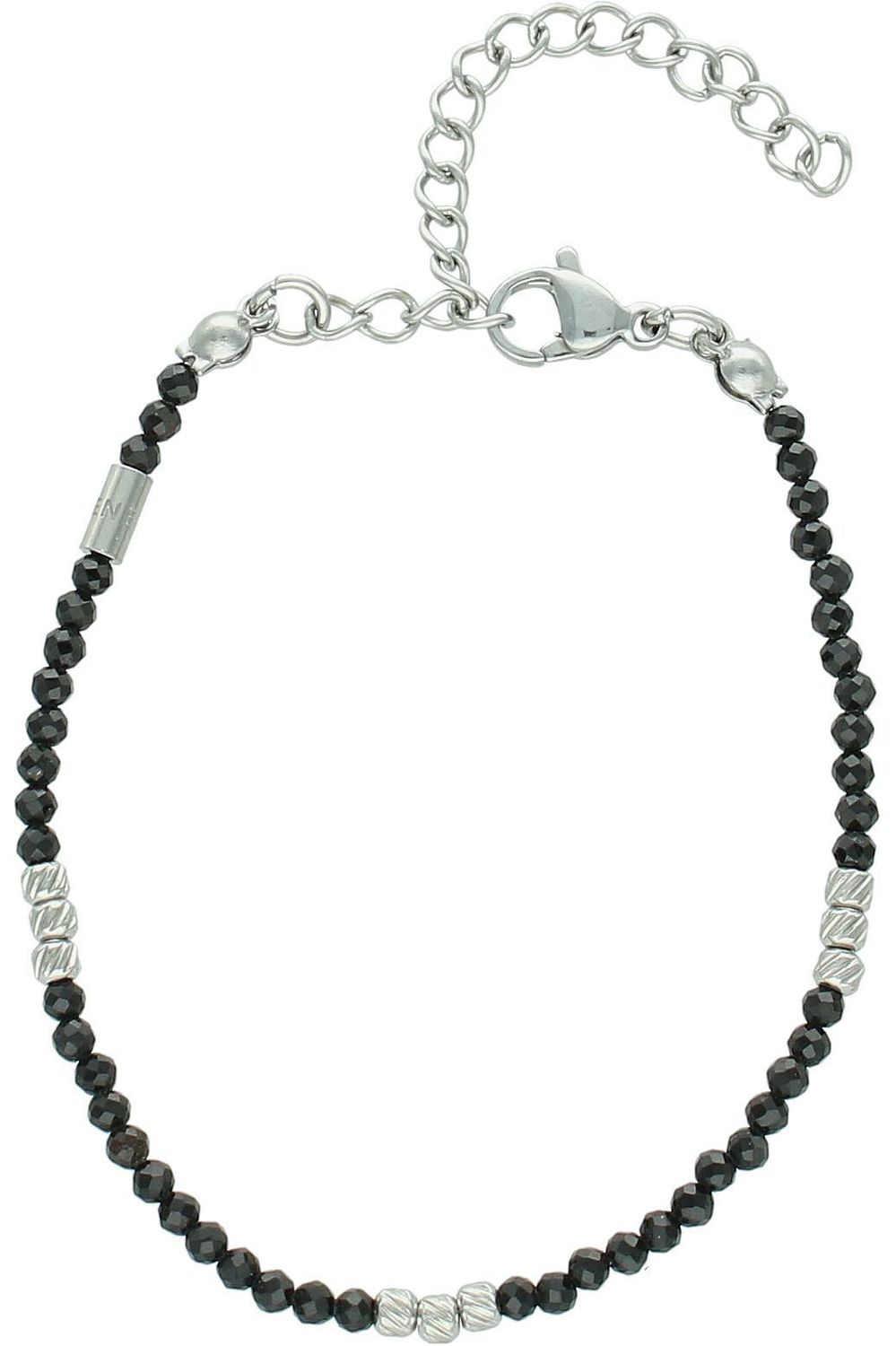 Bransoletka damska stalowa z naturalnym turmalinem – długość 15 cm + 4 cm, zapięcie na karabińczyk turmalin.jpg