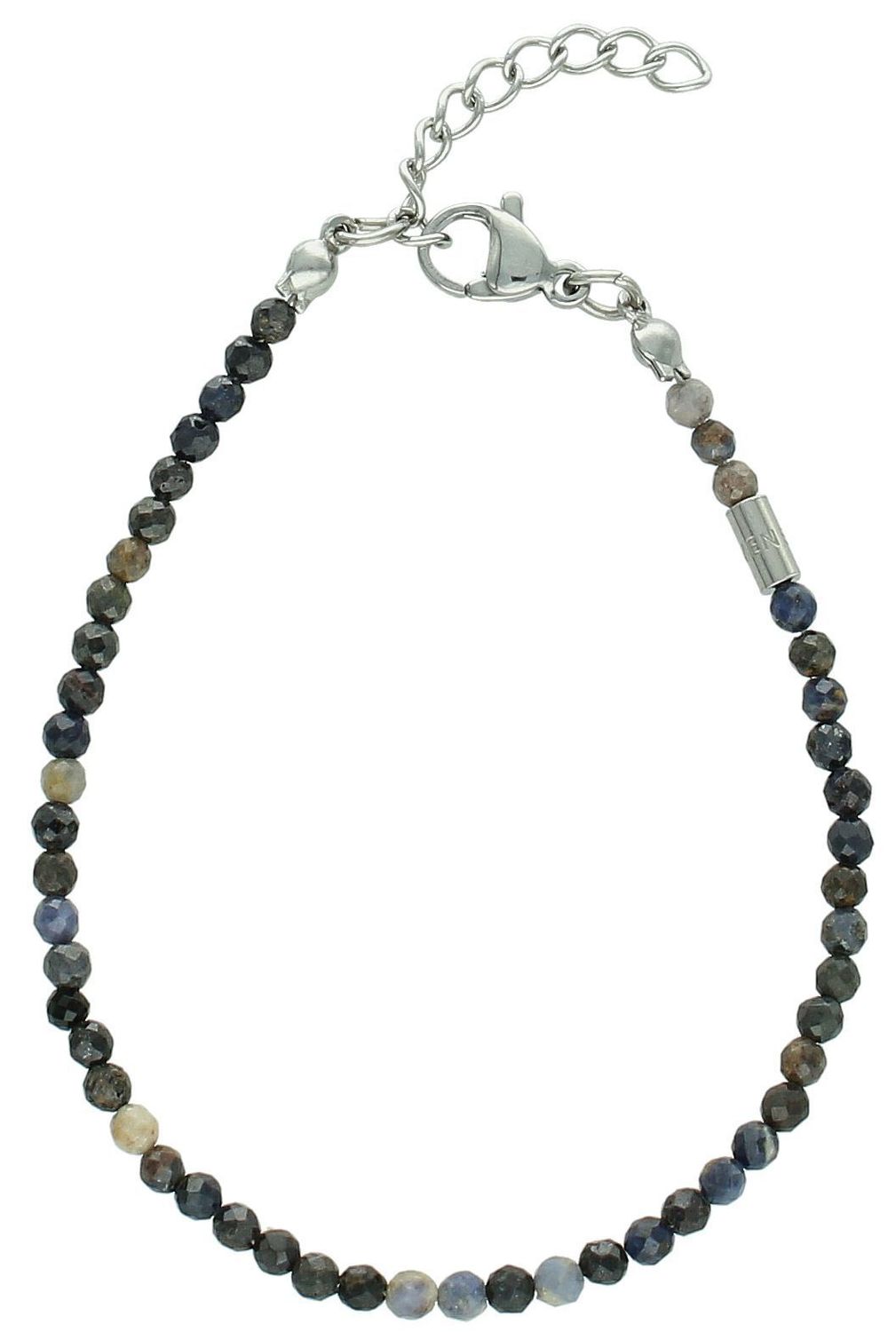 Bransoletka damska stalowa z naturalnymi szafirami – zapięcie na karabińczyk, długość 16 cm + 2 cm szafir.jpg