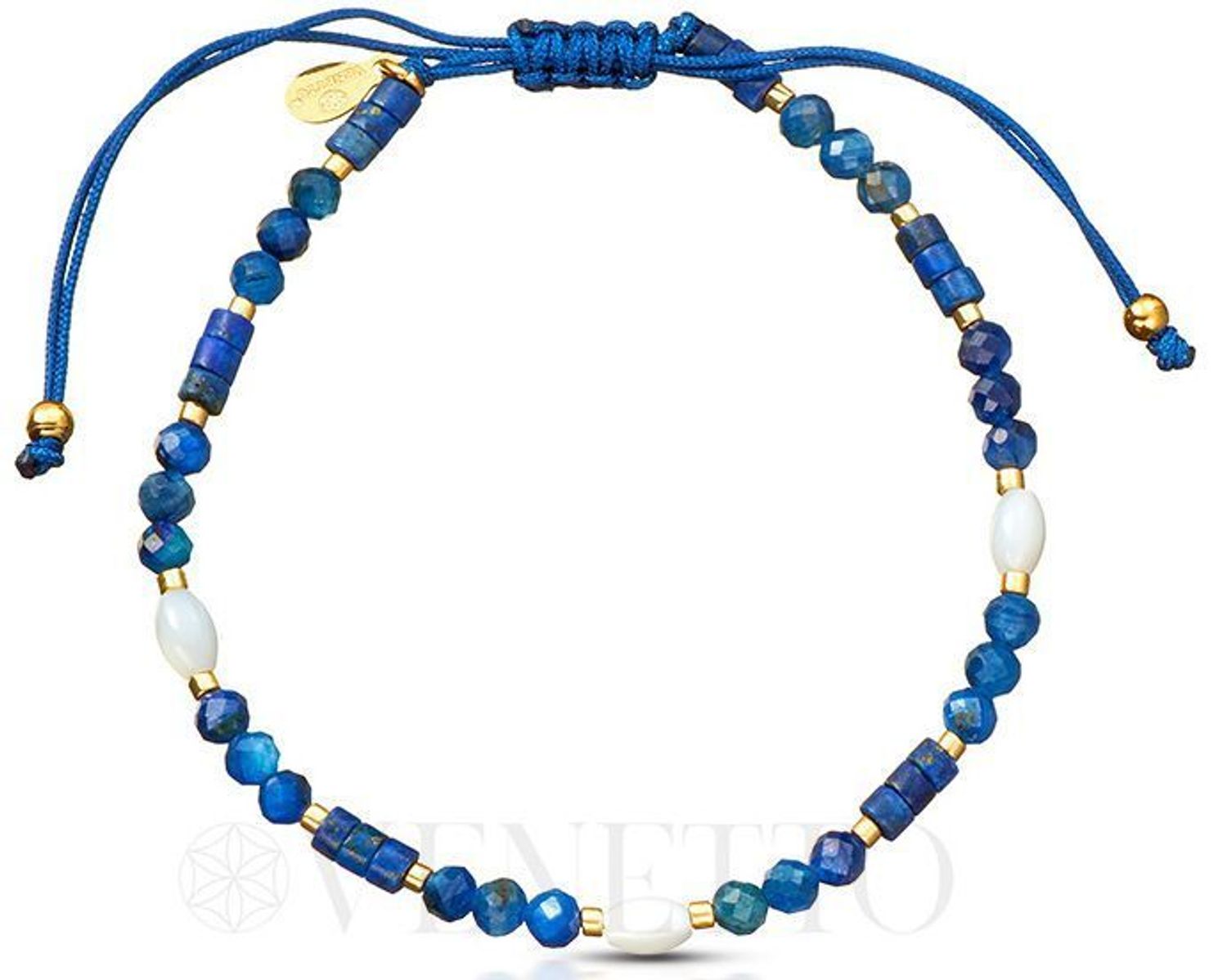 Regulowana bransoletka damska z lapisem lazuli i masą perłową. Stylowa biżuteria na sznurku z naturalnych kamieni – idealna na co dzień i na prezent.11.jpg