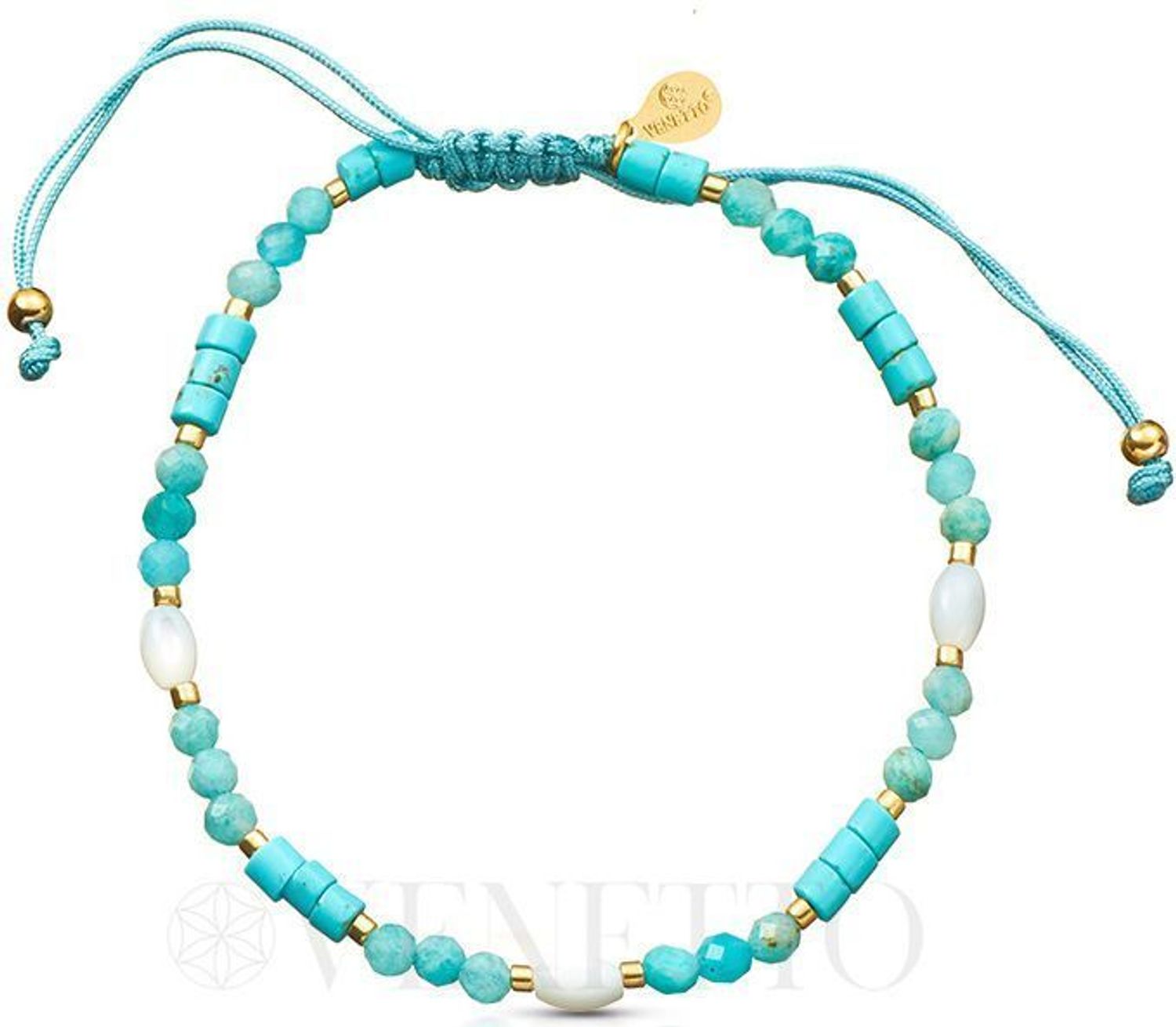 Regulowana bransoletka damska z lapisem lazuli i masą perłową. Stylowa biżuteria na sznurku z naturalnych kamieni – idealna na co dzień i na prezent.1.jpg