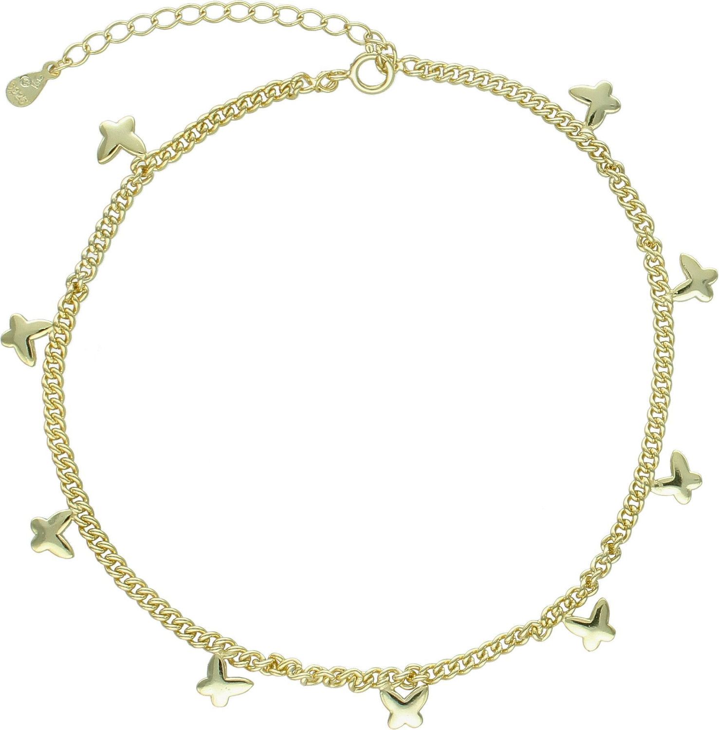 Srebrna bransoletka na nogę z motylkami pozłacana DIA-BRA-AH9318Y-925.jpg