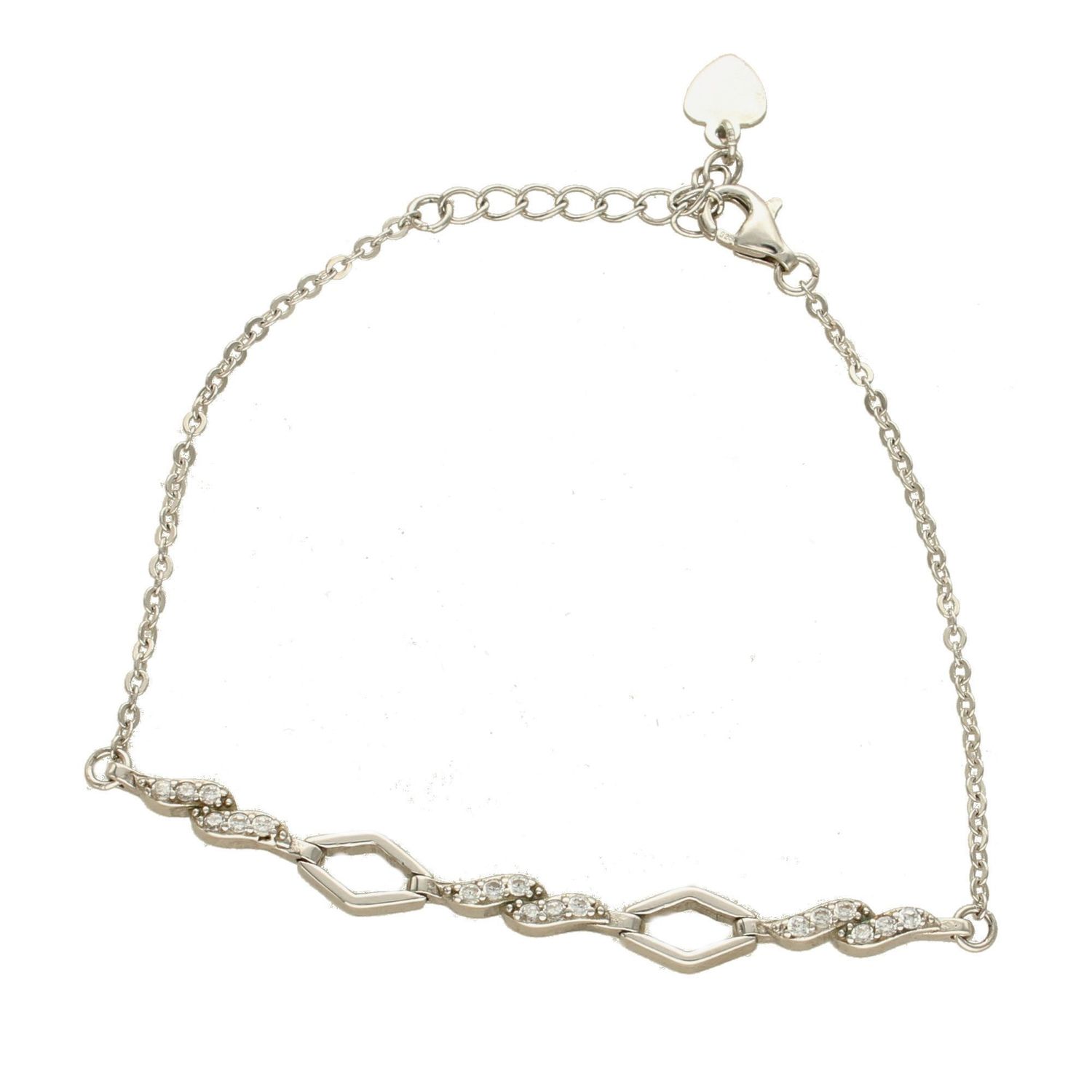 Srebrna bransoletka z ozdobnymi elementami i błyszcząca cyrkonią DIA-BRA-APARTI11-925.jpg