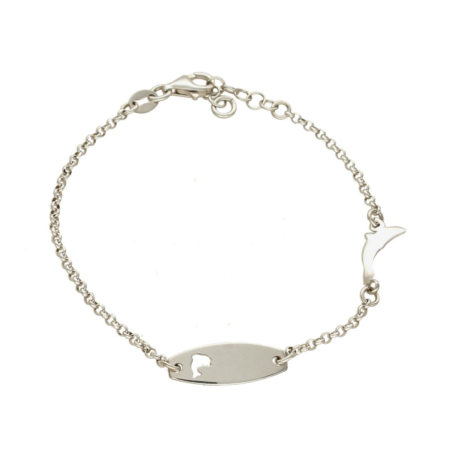 Srebrna bransoletka dla dziewczynki gładka blaszka z delfinem DIA-BRA-APARTI23-925.jpg