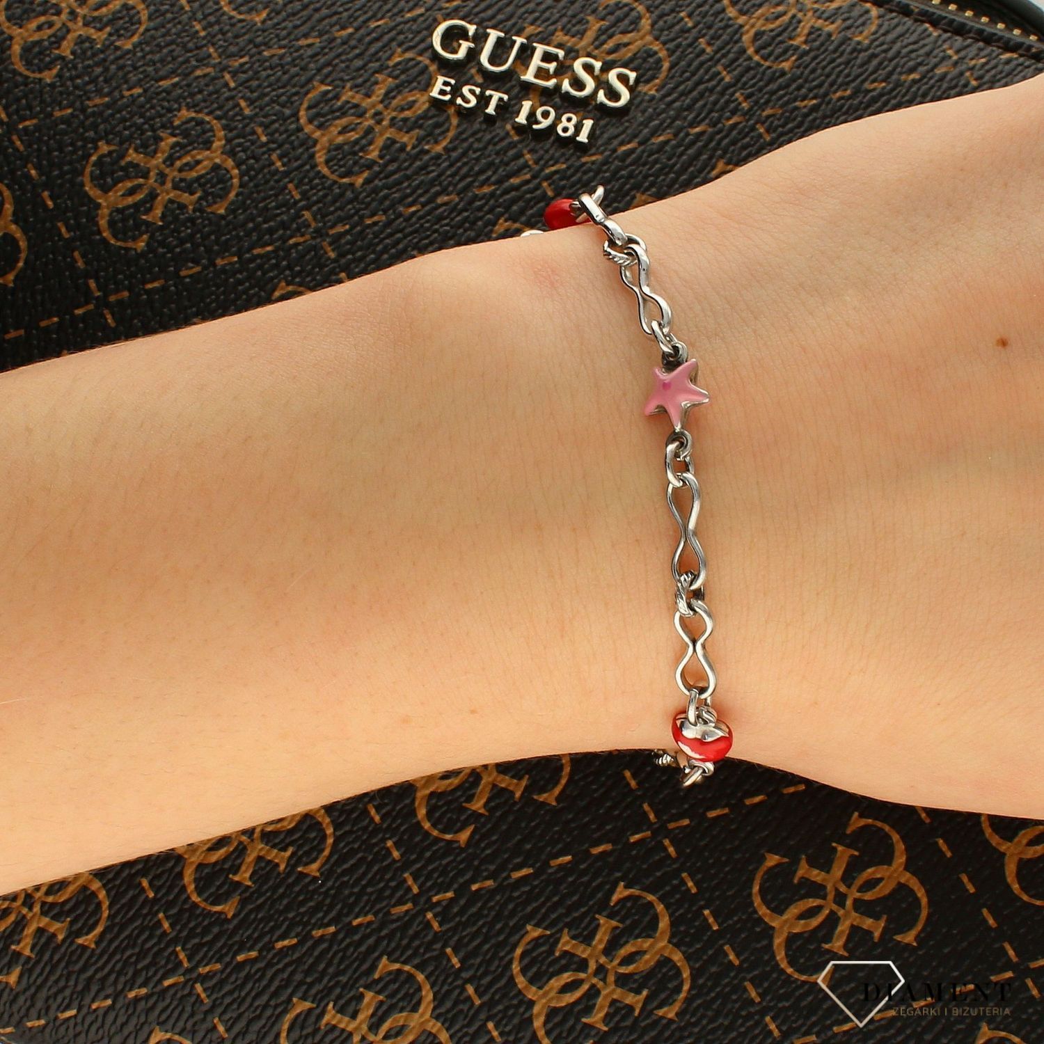 Srebrna bransoletka dla dziewczynki serduszka i gwiazdka DIA-BRA-APARTI26-925.jpg