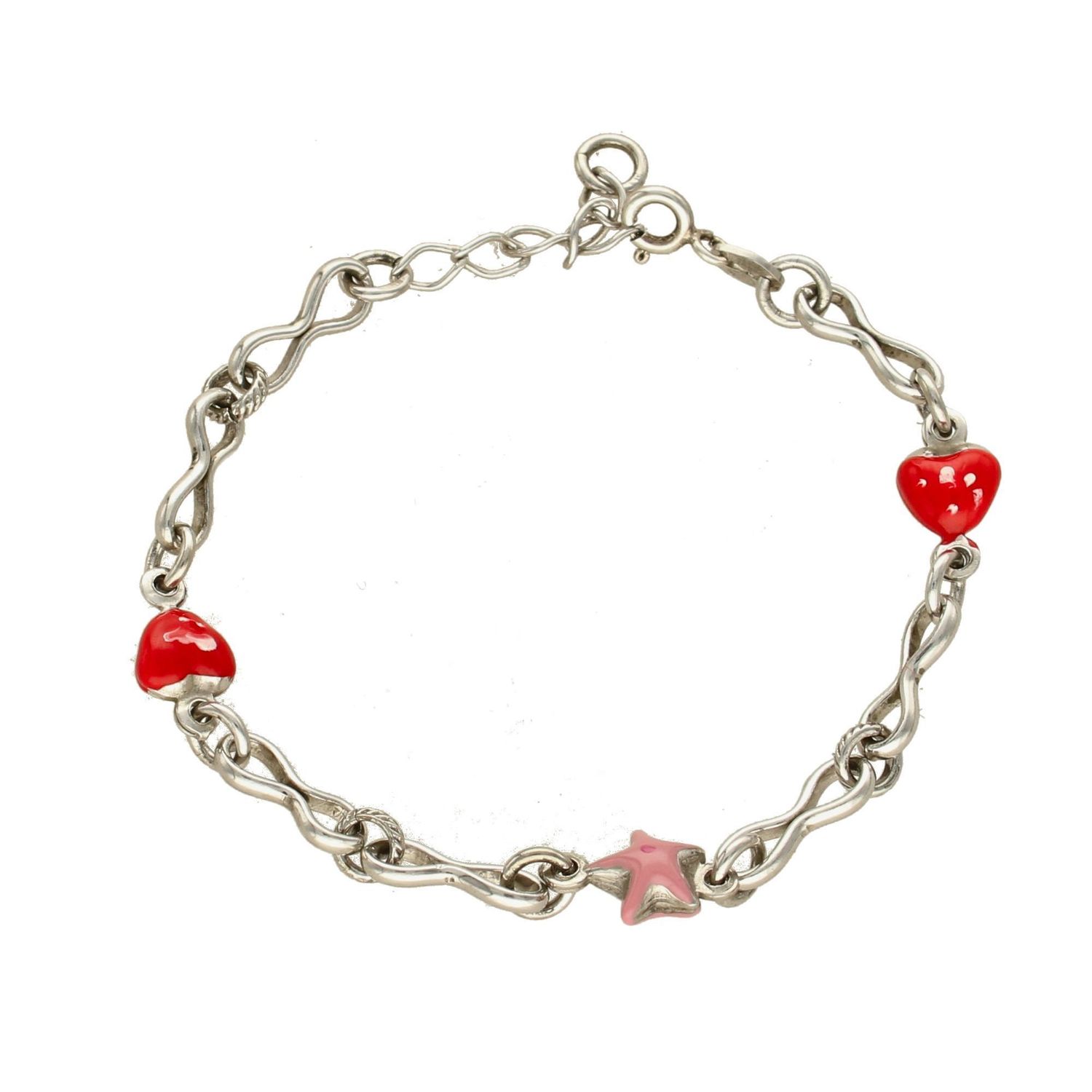 Srebrna bransoletka dla dziewczynki serduszka i gwiazdka DIA-BRA-APARTI26-925.jpg