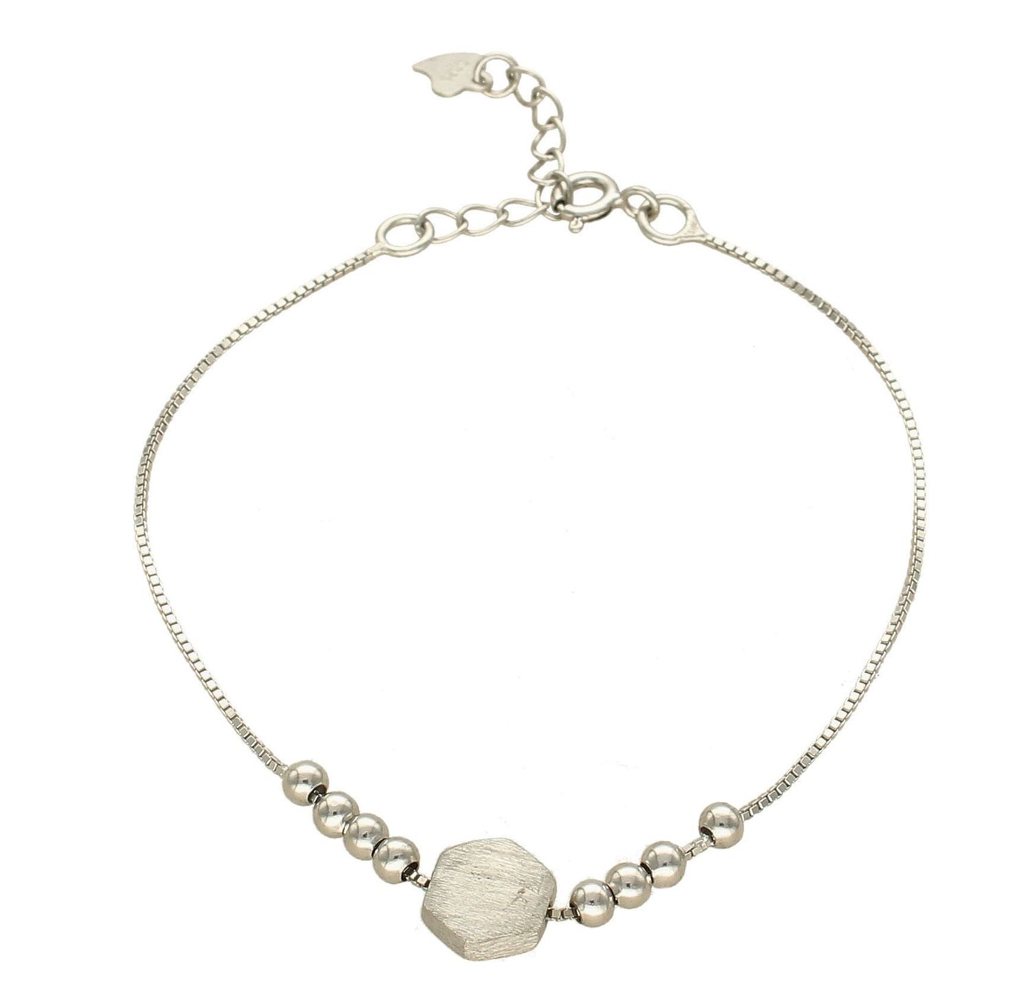 Srebrna bransoletka z matową zawieszką i gładkimi kuleczkami DIA-BRA-APARTI39-925.jpg