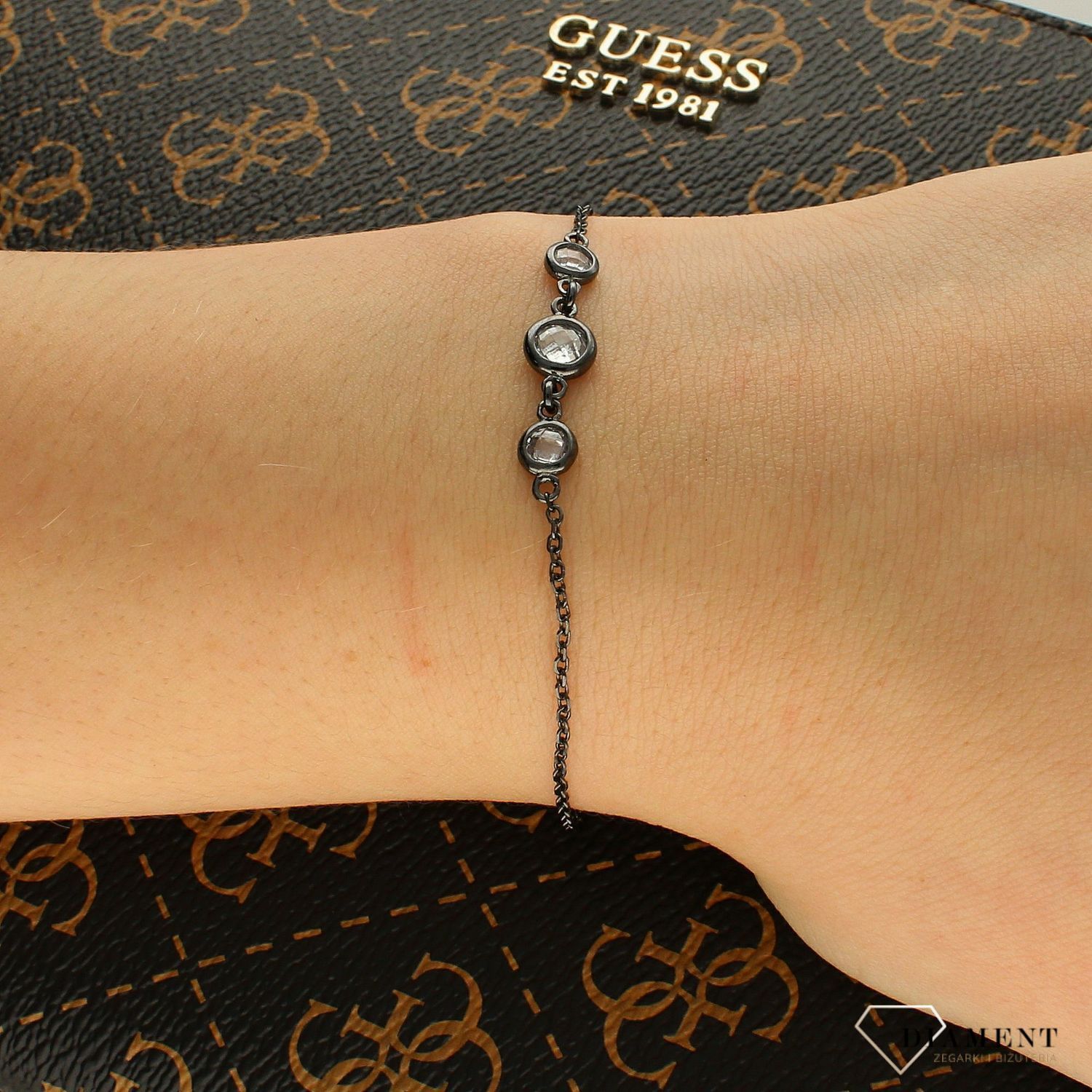 Srebrna bransoletka z białymi cyrkoniami, bransoletka czarna PVD DIA-BRA-APARTI41-925.jpg