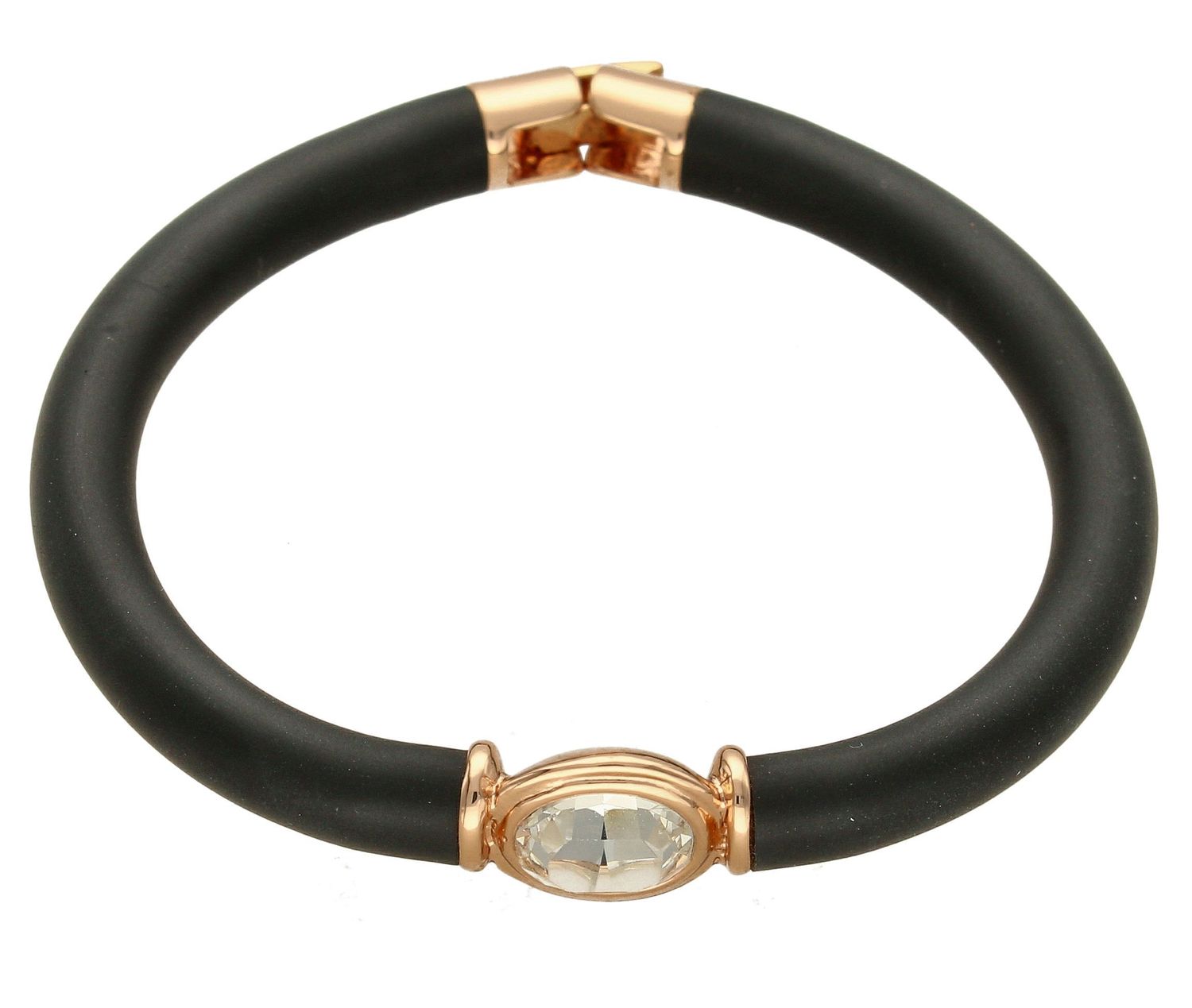 Bransoletka damska kauczukowa Karpiński z Kryształem Swarovskiego DIA-BRA-B11503AuR. Wyjątkowa damska czarna bransoletka, wykonana z kauczuku. Przyozdobiona kryształem Swarovskiego (2).jpg