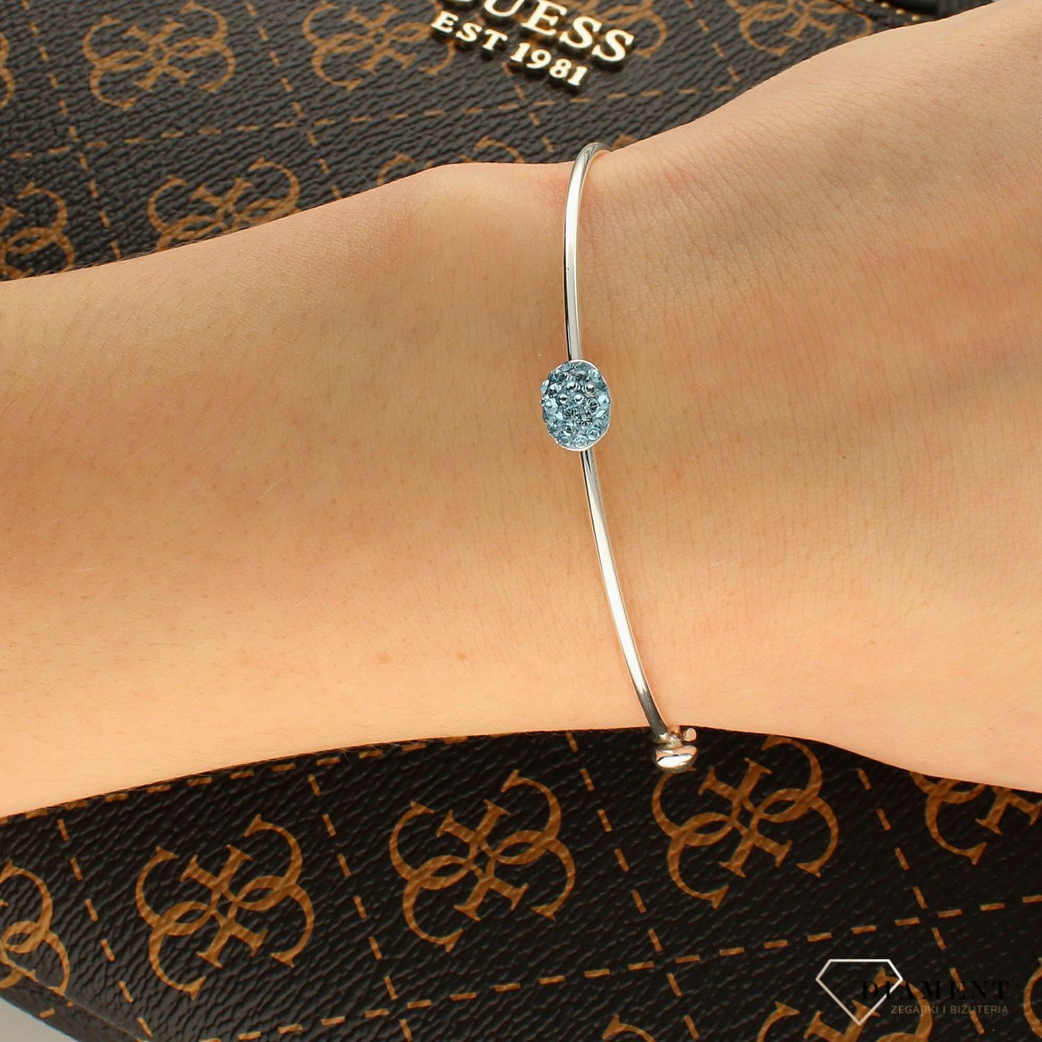 Bransoletka Karpiński Klasyczna z kryształkami Swarovskiego niebieska DIA-BRA-B13565Ag-BLUE.jpg