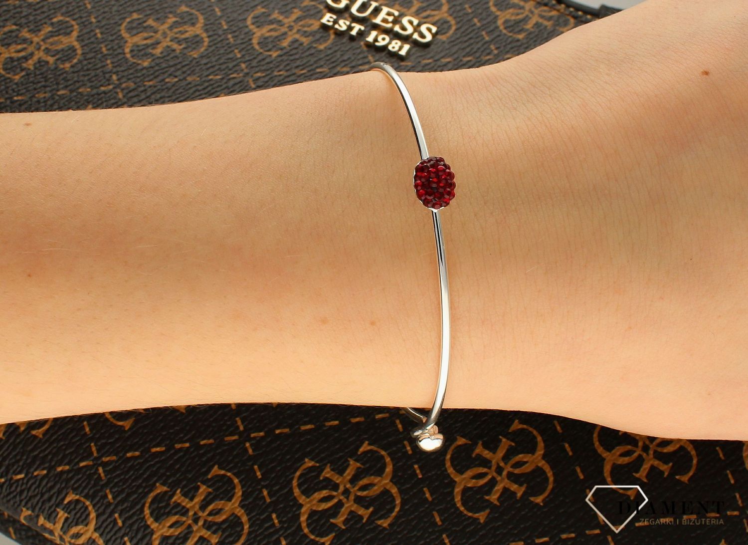 Bransoletka Karpiński Klasyczna z kryształkami Swarovskiego czerwona DIA-BRA-B13565Ag-RED.jpg