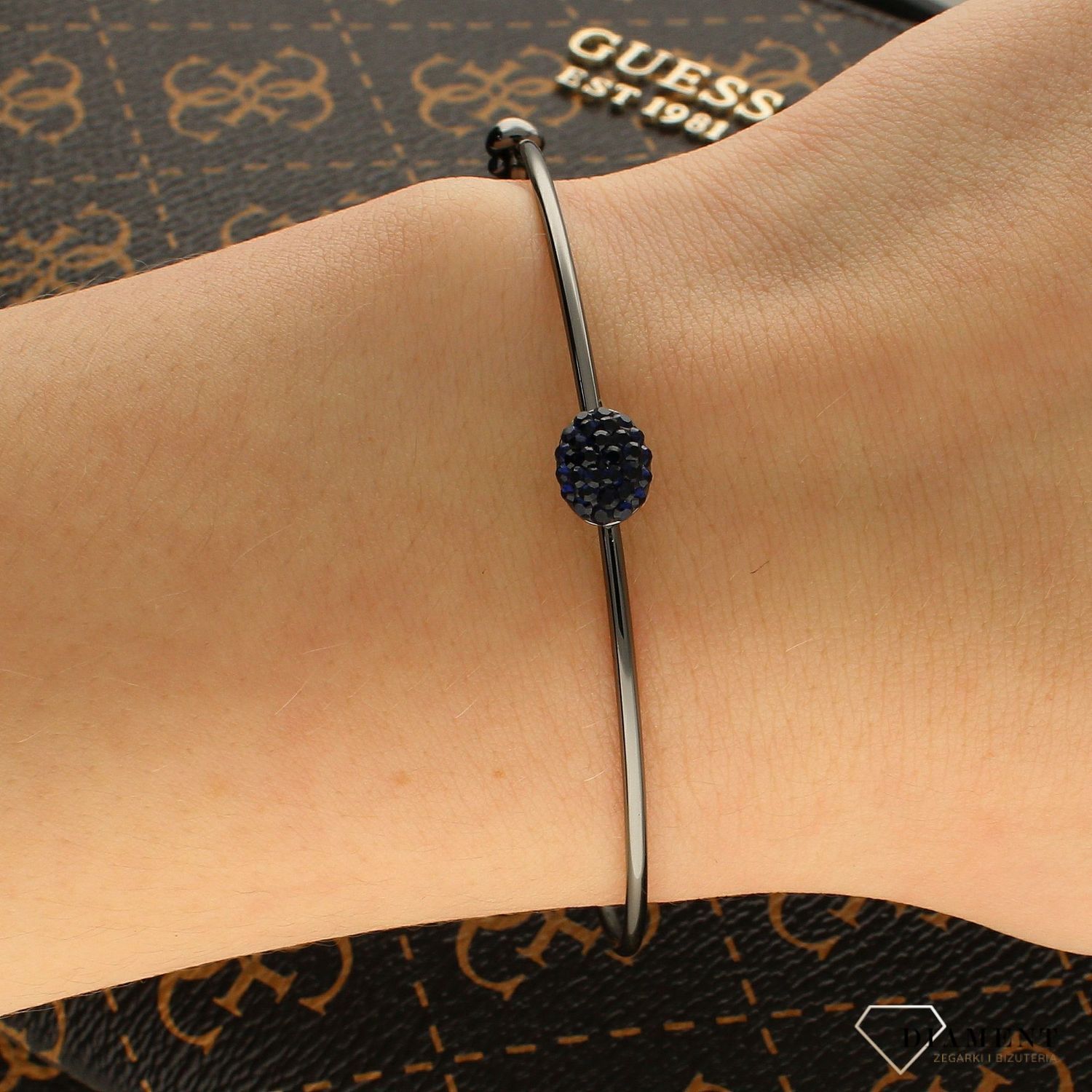 Bransoletka Karpiński obręcz z kryształami Swarovskiego DIA-BRA-B14005RU-BLUE.jpg