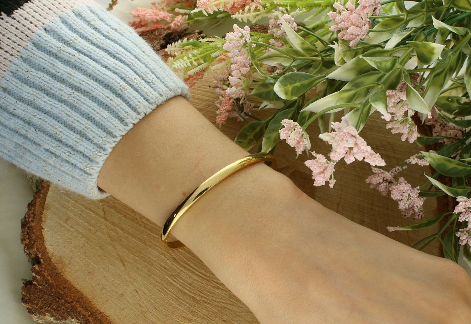 Bransoletka damska stalowa pozłacana owalna 4 mm – zatrzask, 17 cm  DIA-BRA-B1652638-STAL stal.jpg