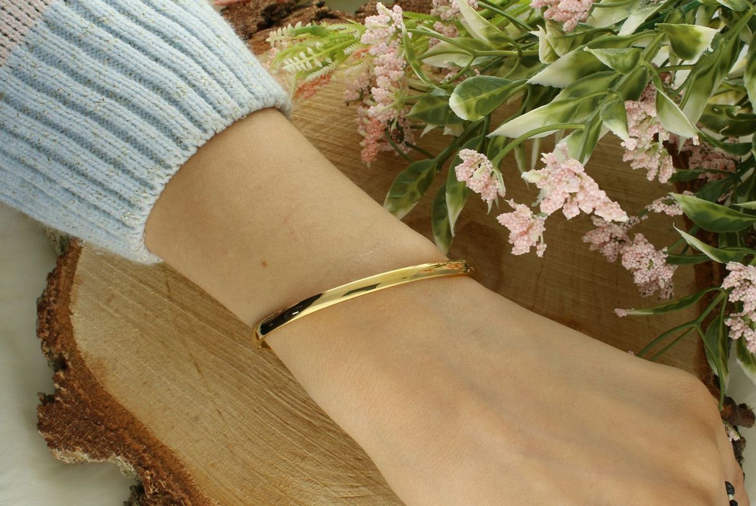 Bransoletka damska stalowa pozłacana owalna 4 mm – zatrzask, 17 cm  DIA-BRA-B1652638-STAL stal.jpg