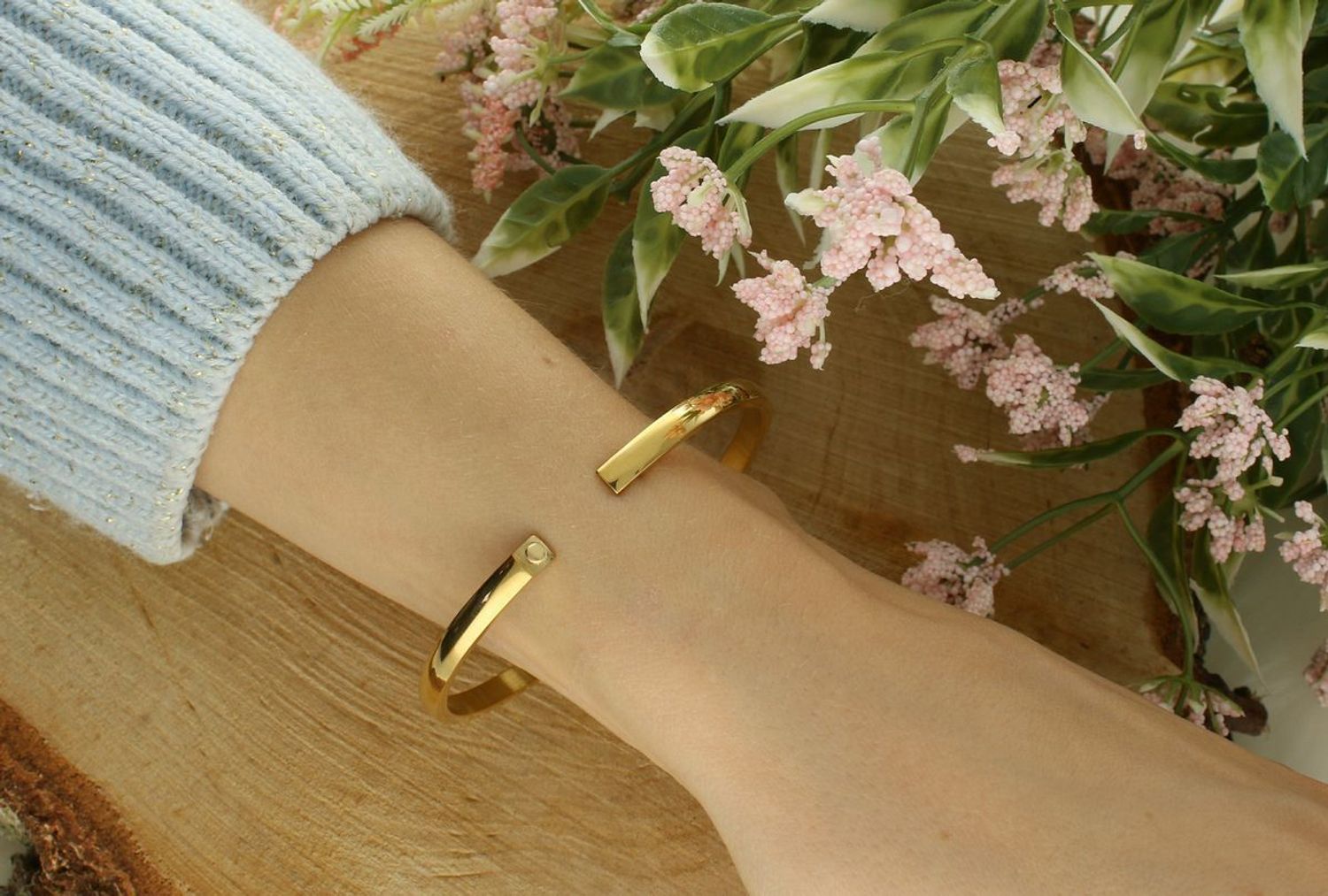 Bransoletka damska stalowa pozłacana owalna 4 mm – zatrzask, 17 cm  DIA-BRA-B1652638-STAL stal.jpg