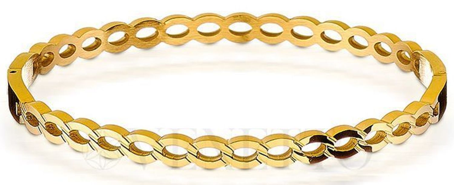 Bransoletka damska ze stali nierdzewnej z eleganckim wzorem. Szerokość 5 mm, obwód 17 cm, wygodne zapięcie na zatrzask. Stylowa biżuteria na co dzień i na specjalne okazje.11.jpg