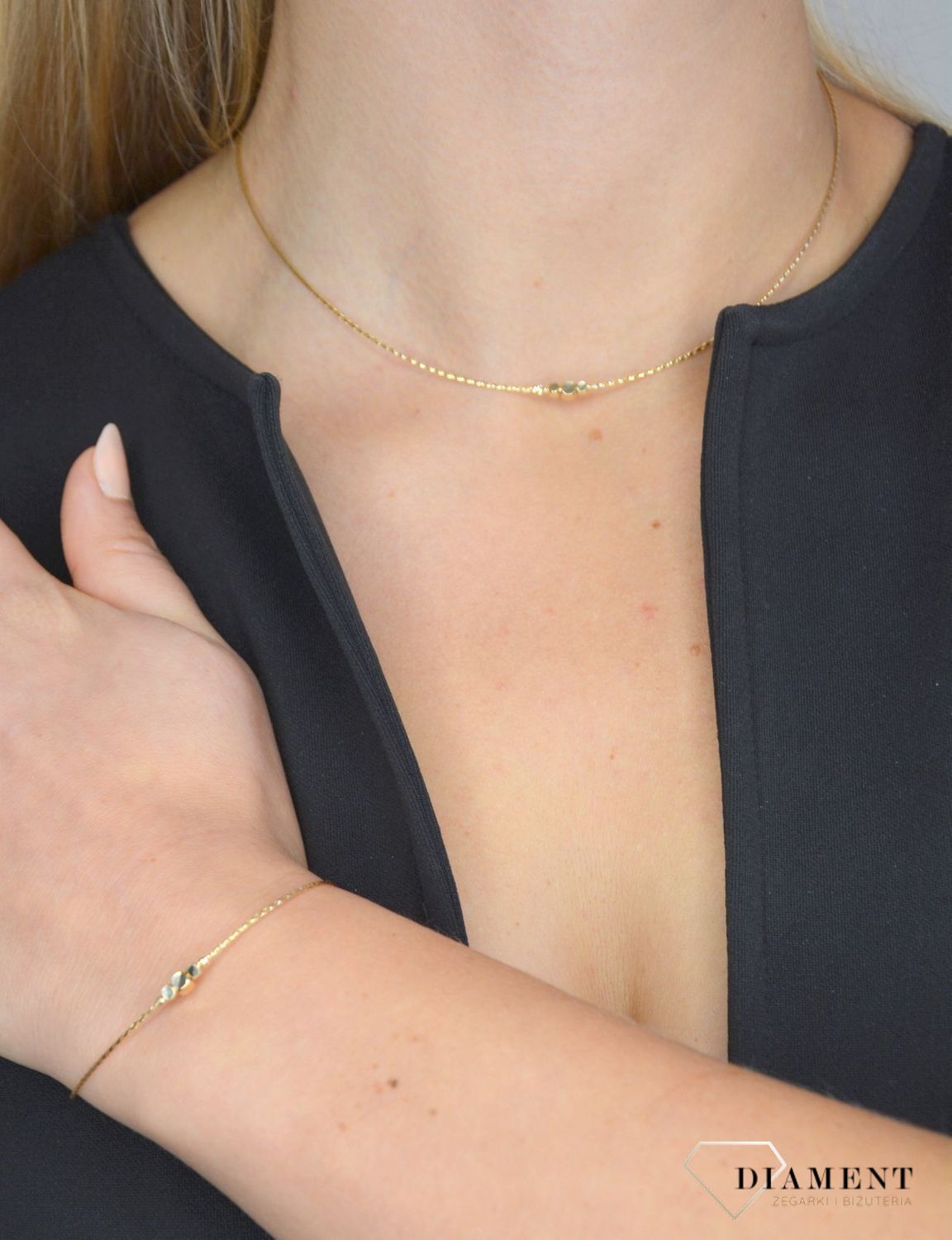 Bransoletka ze złota delikatne kosteczki 585 DIA-BRA-B205289-585.jpg