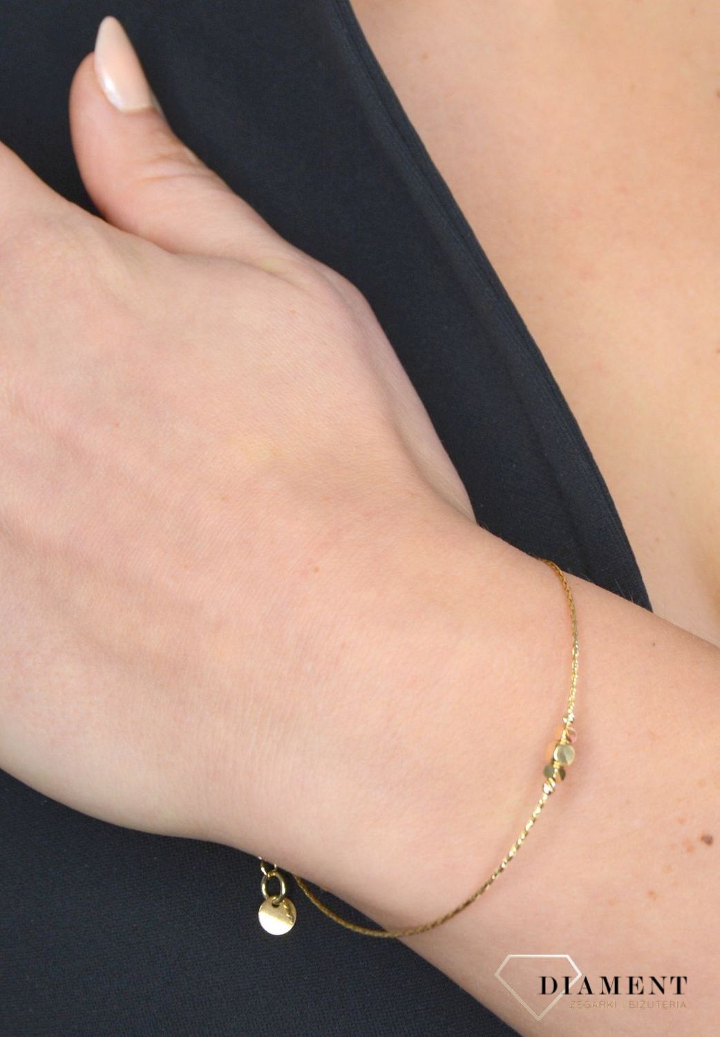 Bransoletka ze złota delikatne kosteczki 585 DIA-BRA-B205289-585.jpg