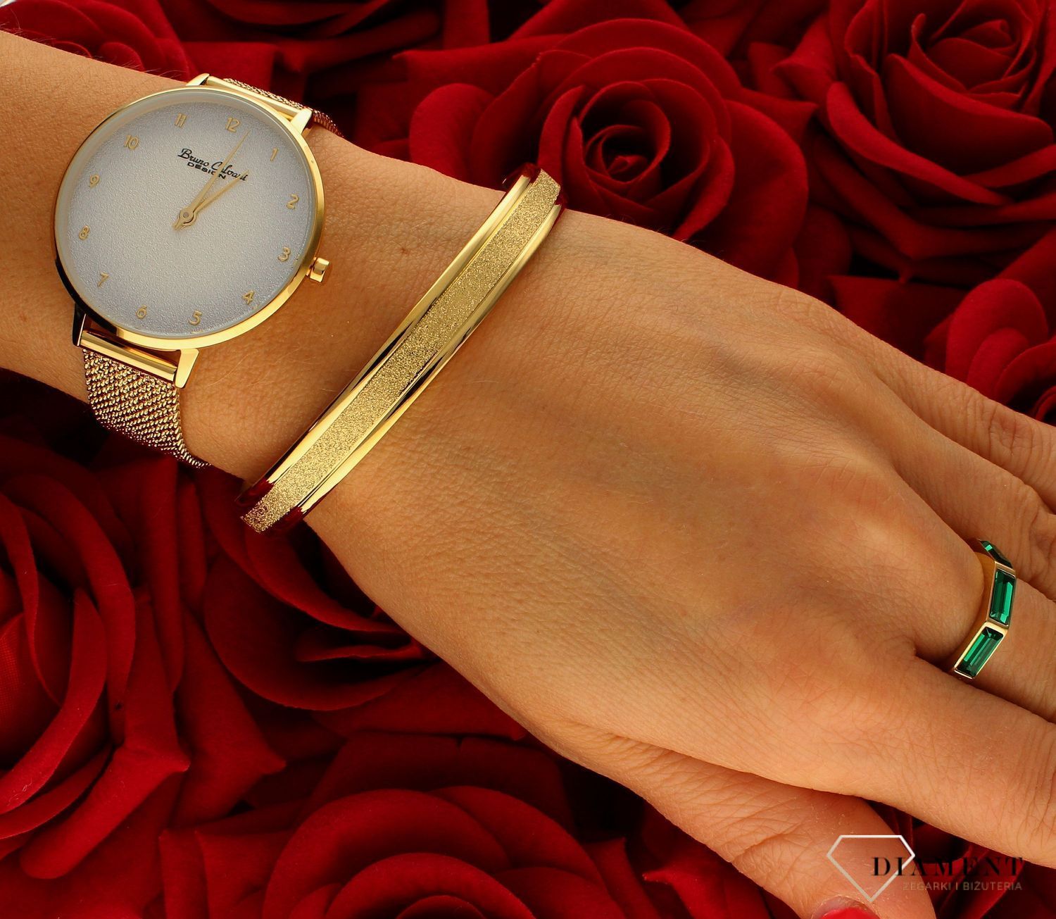 Sztywna bransoletka damska stalowa pozłacana z brokatowym paskiem DIA-BRA-B533547-STAL.  (3).jpg