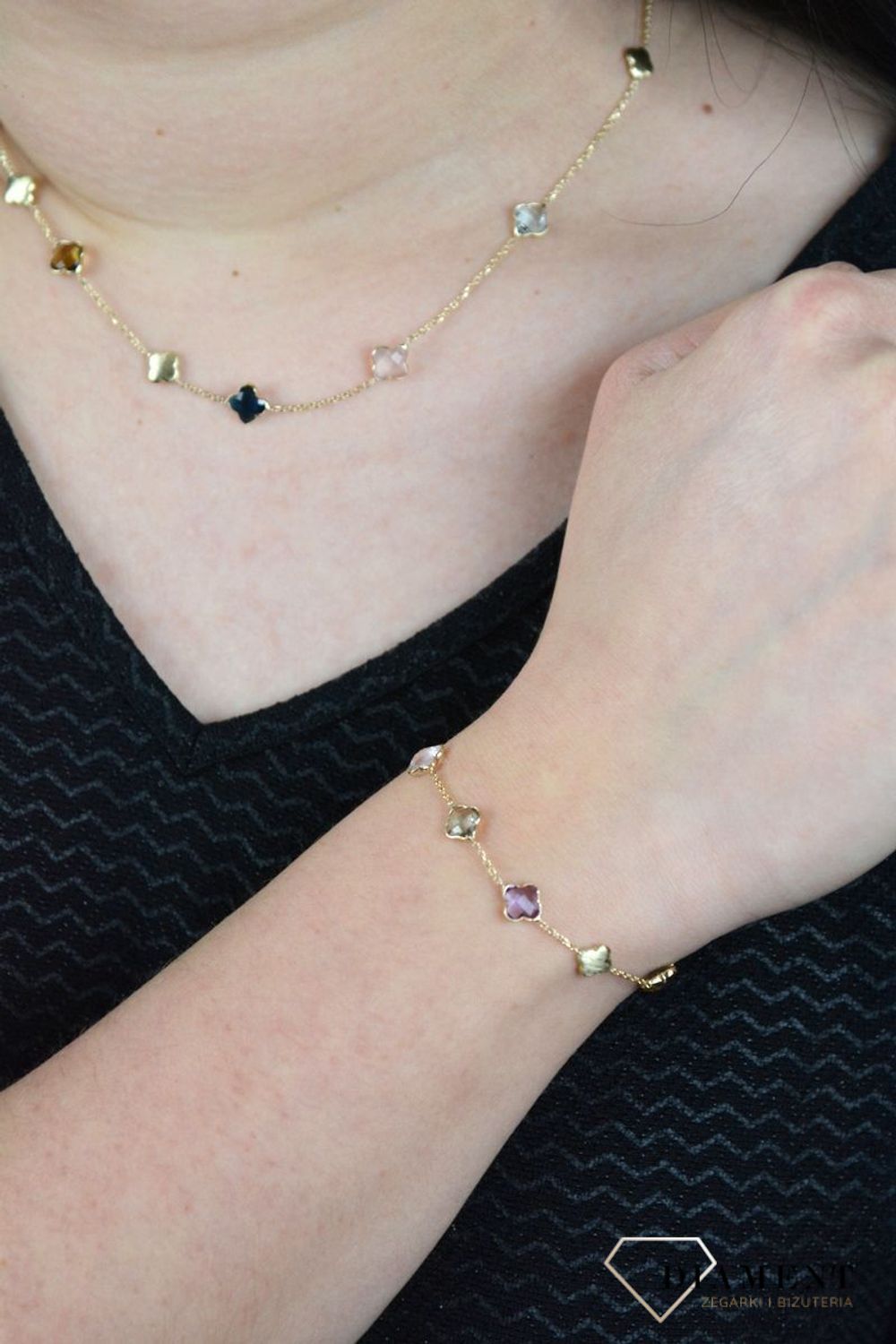 Złota bransoletka celebrytka z kamieniami naturalnymi ametyst, topaz, szafir DIA-BRA-BF1767-585.jpg
