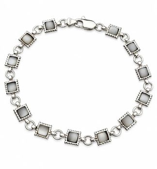 Bransoletka srebrna 925 z białym agatem 19 cm  Diamentf.jpg