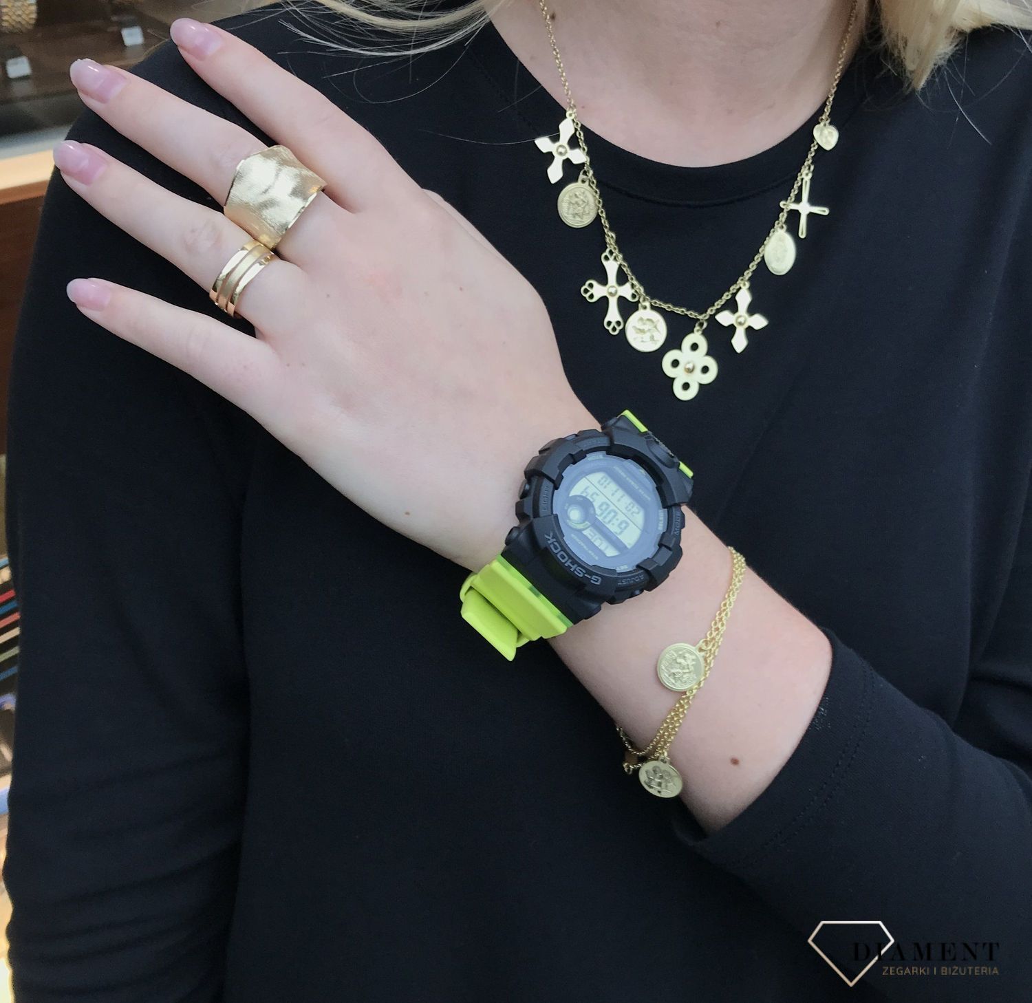 Złota bransoletka 'Krzyżyk, aniołki i medaliki' Dall’Acqua 585 DIA-BRA-BR19-585.jpg