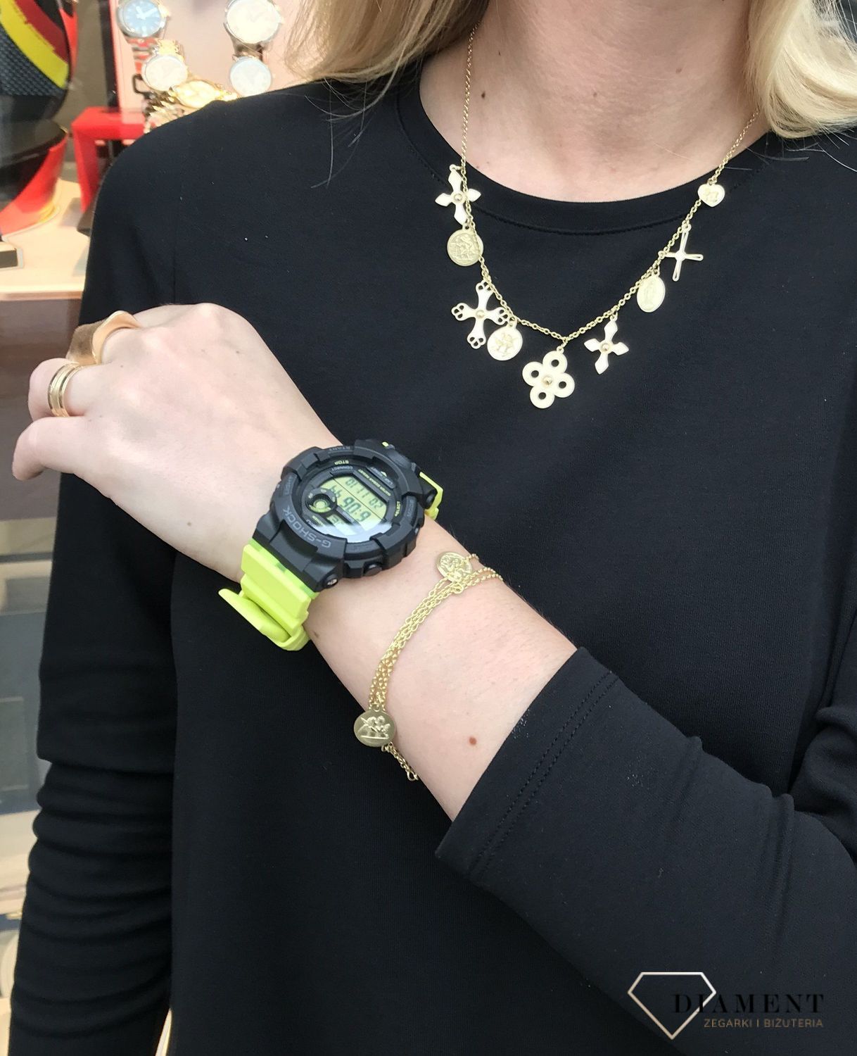 Złota bransoletka 'Krzyżyk, aniołki i medaliki' Dall’Acqua 585 DIA-BRA-BR19-585.jpg