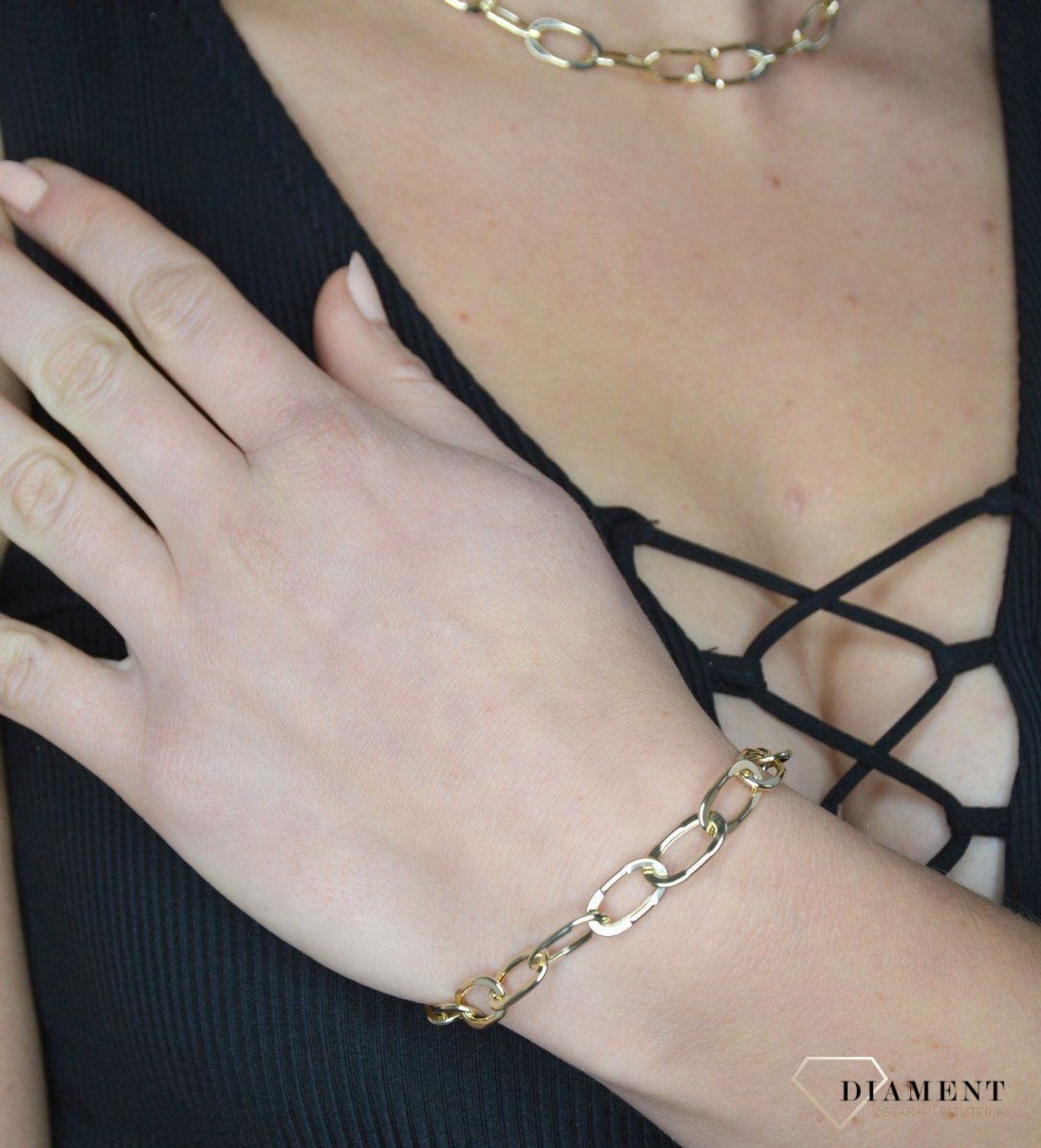 Złota bransoletka 585 dmuchane ogniwka DIA-BRA-BR205289-585.jpg