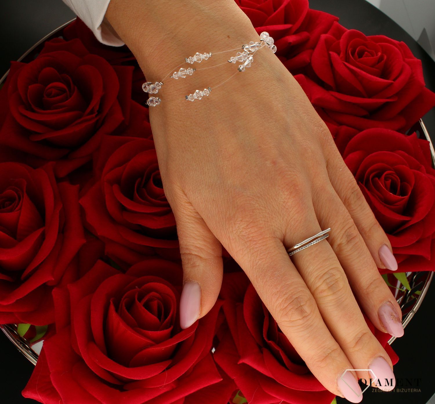 Bransoletka na ślub z kryształkami Swarovskiego DIA-BRA-BR343-925 (2).jpg
