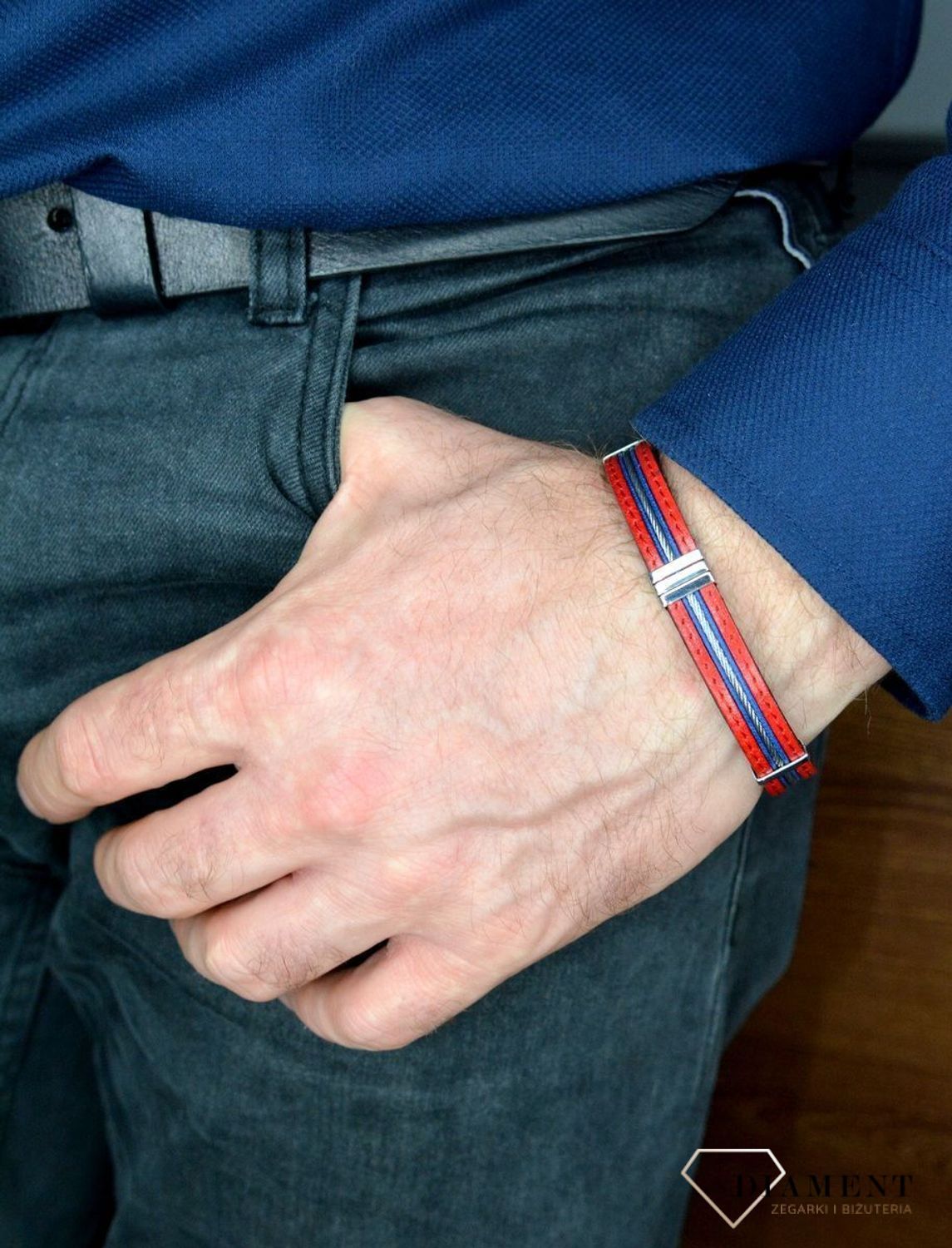 Bransoletka męska skórzana 'Modna elegancja' DIA-BRA-BSPAB13615.jpg