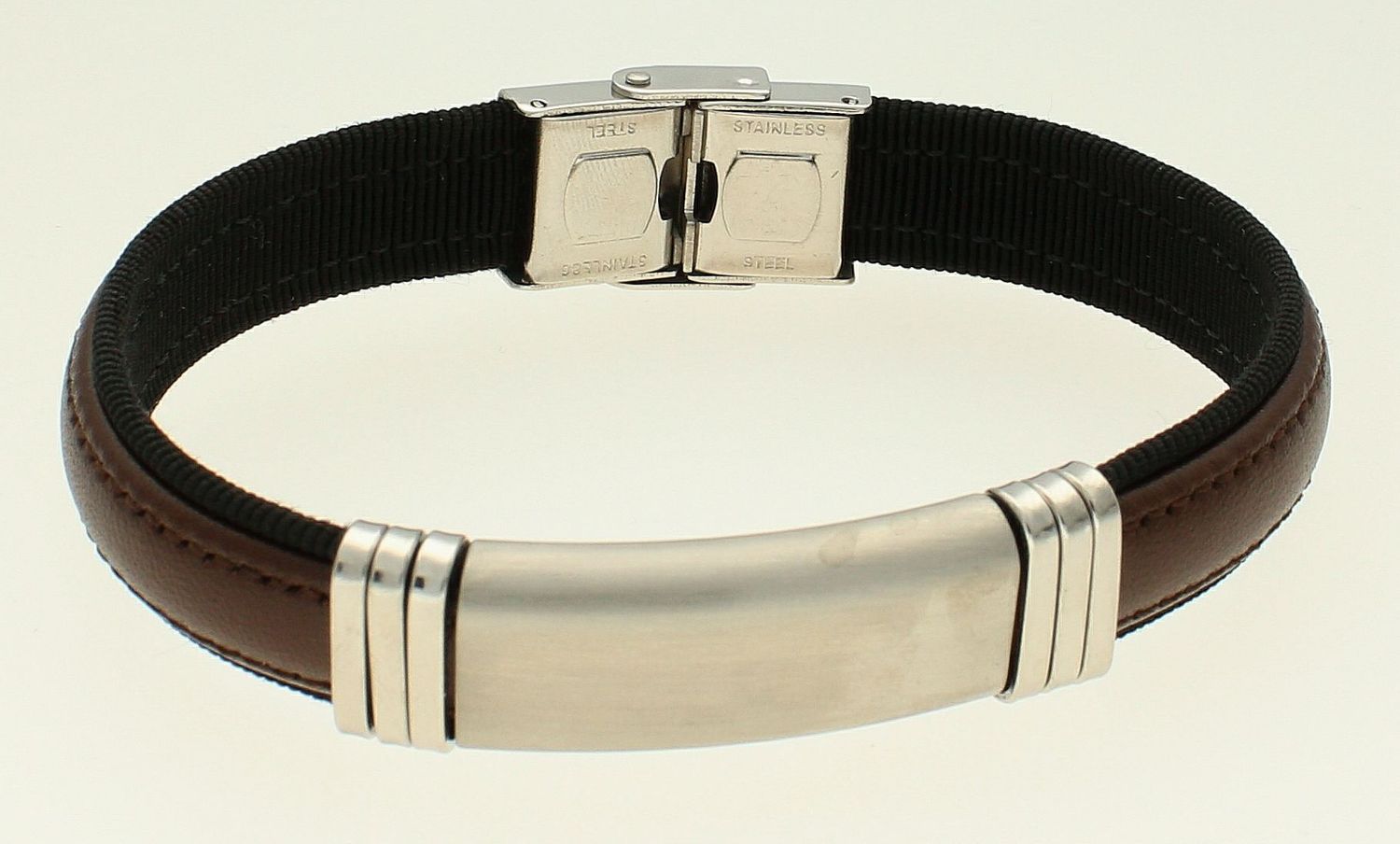 Bransoletka męska brązowa skórka z blaszką DIA-BRA-BSPBA10446.  (1).jpg