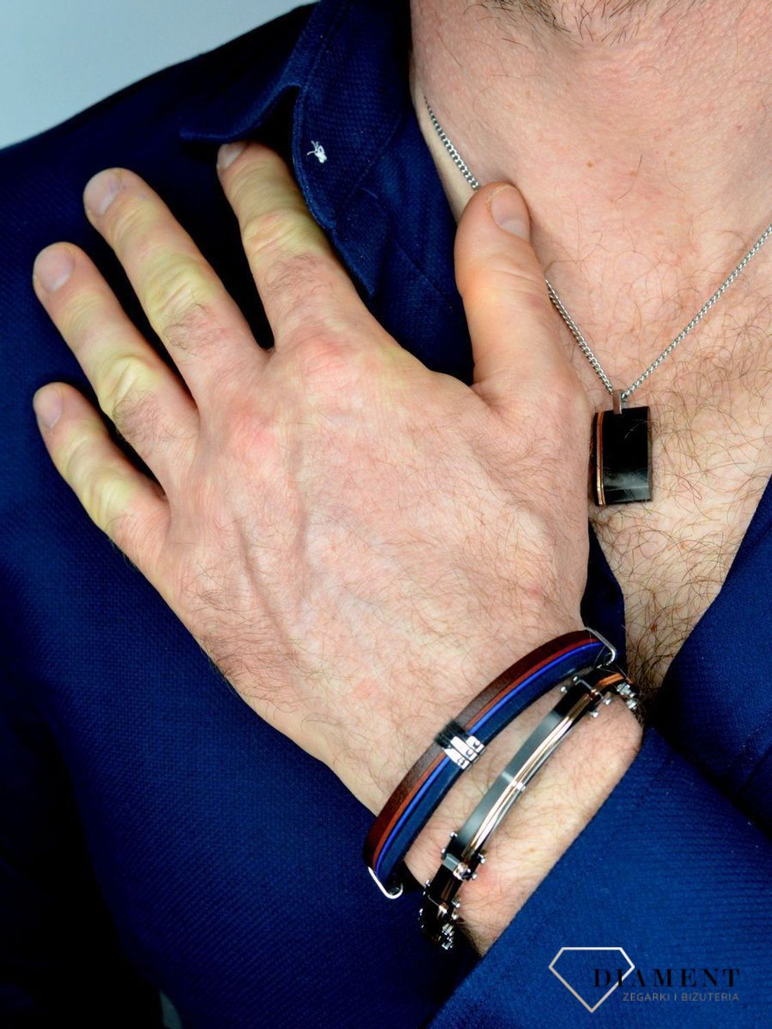 Bransoletka męska skórzana 'Stalowy dodatek' DIA-BRA-BSPBA13620S.jpg