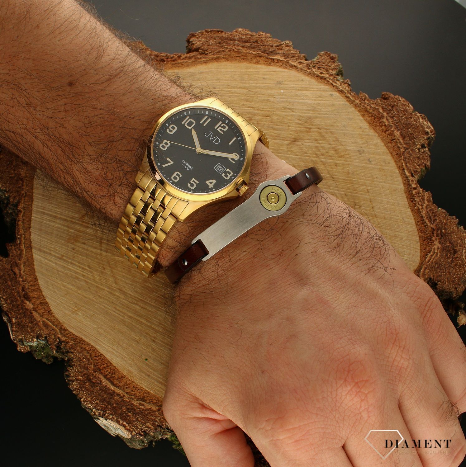 Bransoletka męska brązowa skóra z blaszką do graweru DIA-BRA-BSPBA13678.jpg