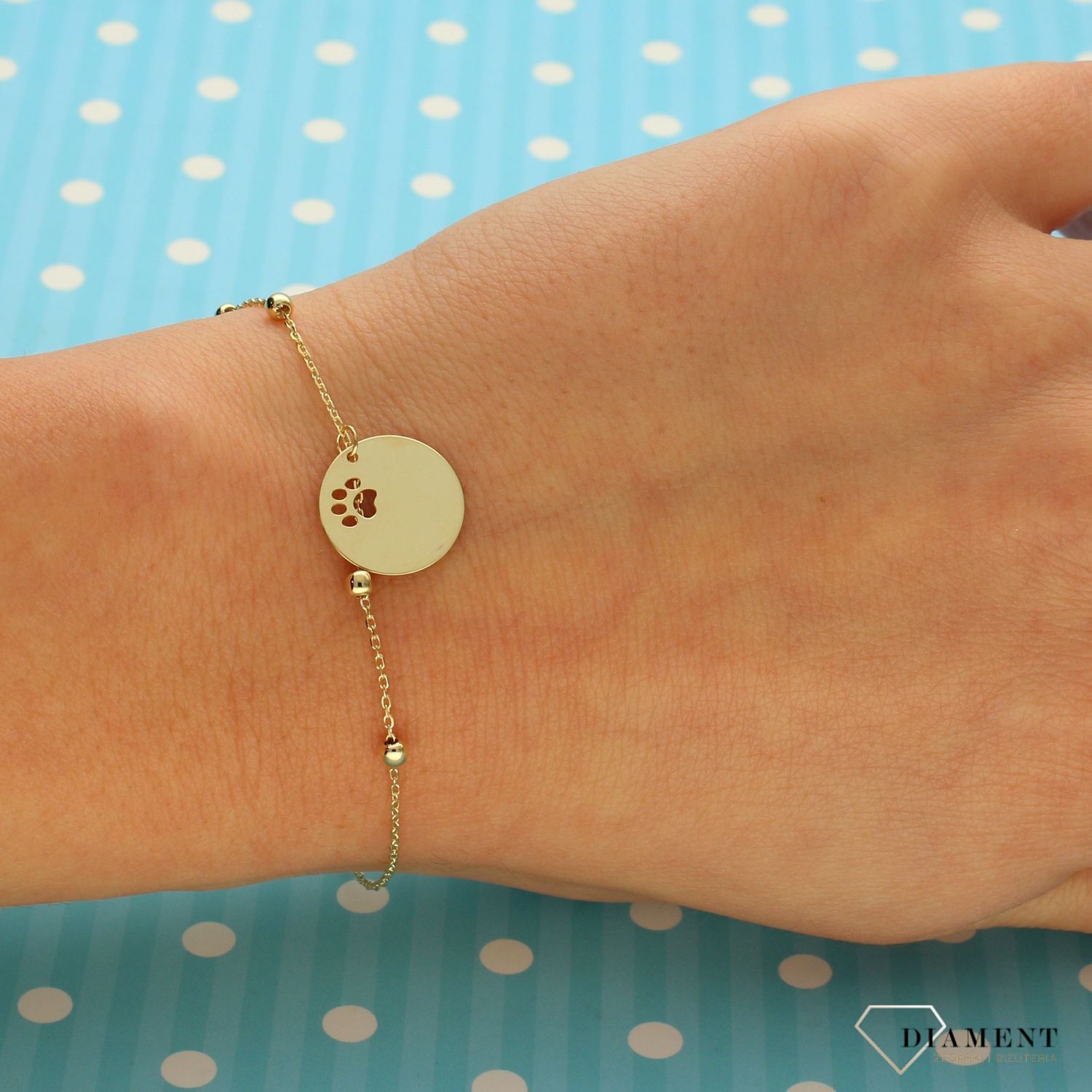 Złota bransoletka łapka na blaszce DIA-BRA-CEL317BG14K-585. Złote Bransoletki Damskie w Sklepie z Biżuterią zegarki-diament.pl to idealny pomysł na prezent dla kobiety..jpg