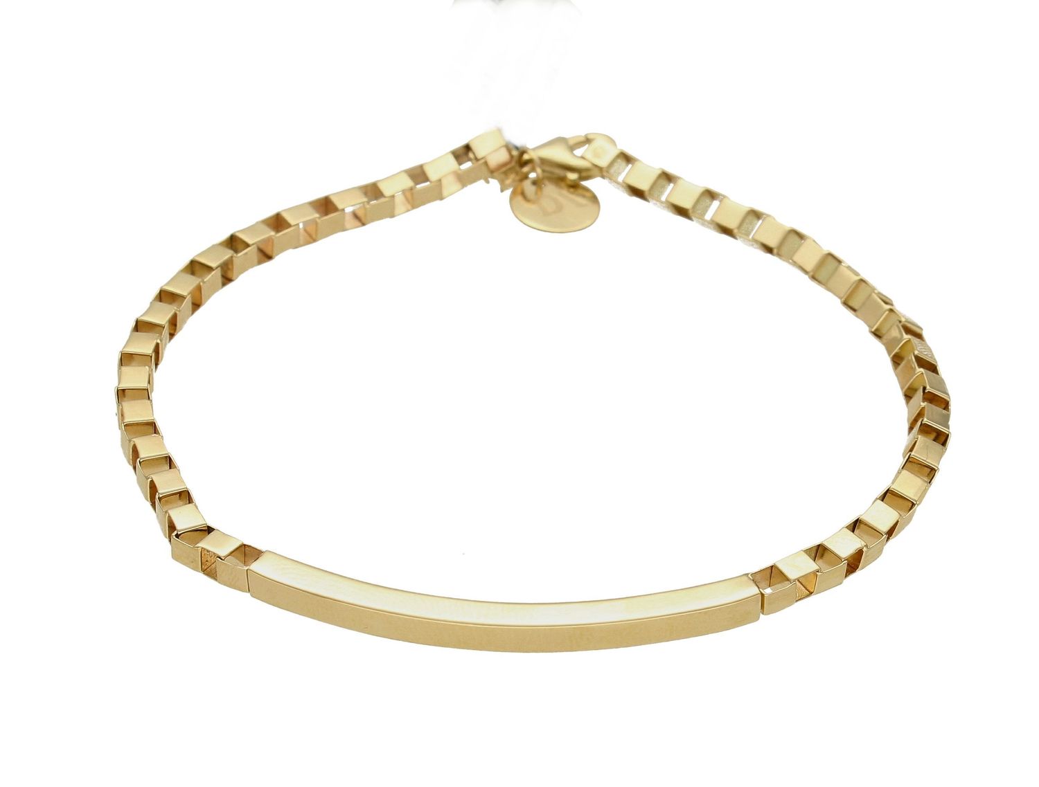 Złota bransoletka damska splot kwadratów z gładkim elementem ozdobnym DIA-BRA-CG9002-585.Bransoletka wykonana z najwyższej jakości złota próby 585. Dł (2).jpg