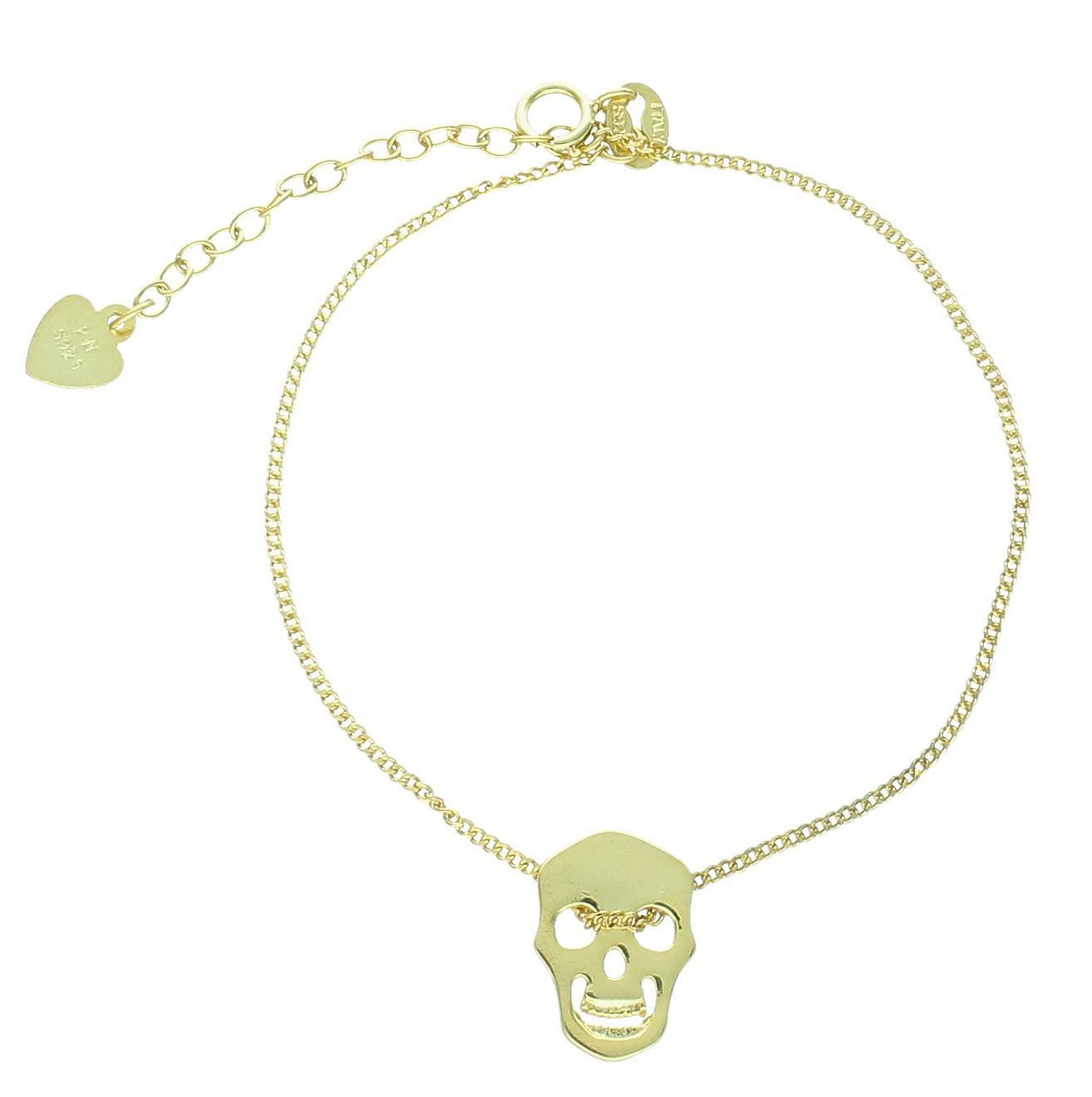 Bransoletka srebrna jasność umysłu 925 celebrytka pozłacana DIA-BRA-CZASZKA1-Z-925. Srebrna bransoletka z modnym wzorem. Bransoletka składa się z delikatnego ażurowego łańcuszka. Bransoletka została wykonana z najwyższej jakości sreb.jpg